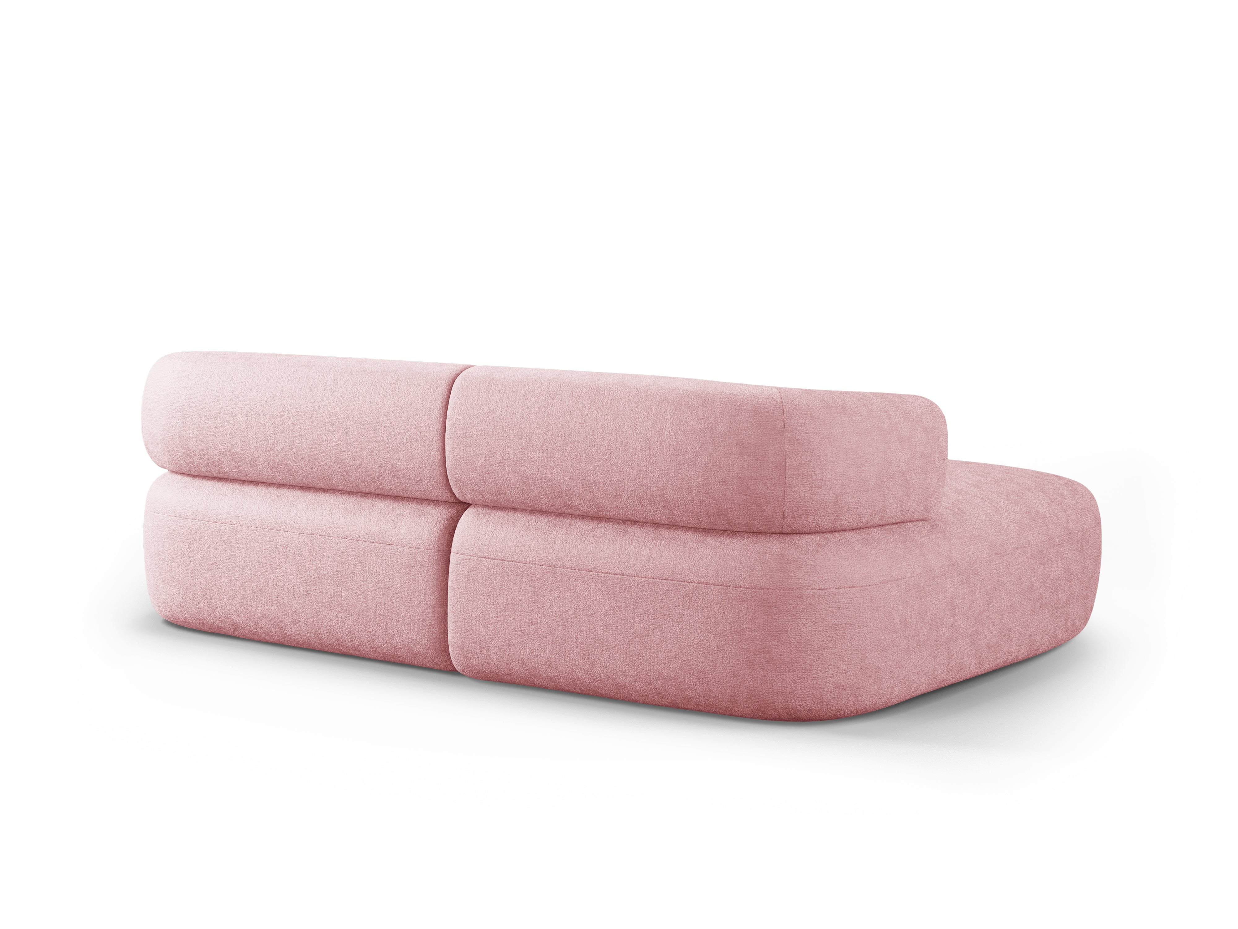 Tweepersoons linkerhoekbank ALDRIN in roze chenille
