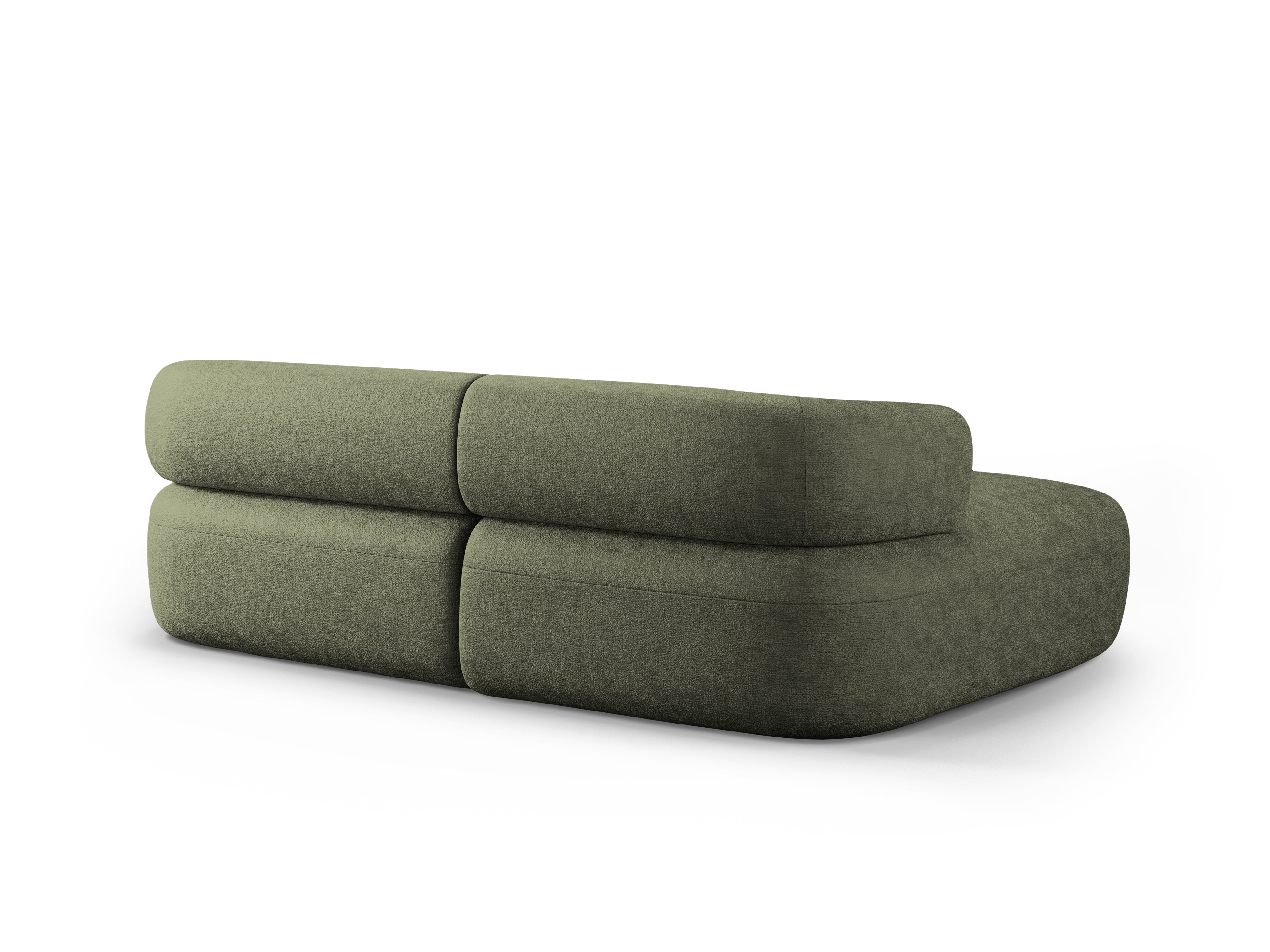 Tweepersoons linkerhoekbank ALDRIN in groene chenille