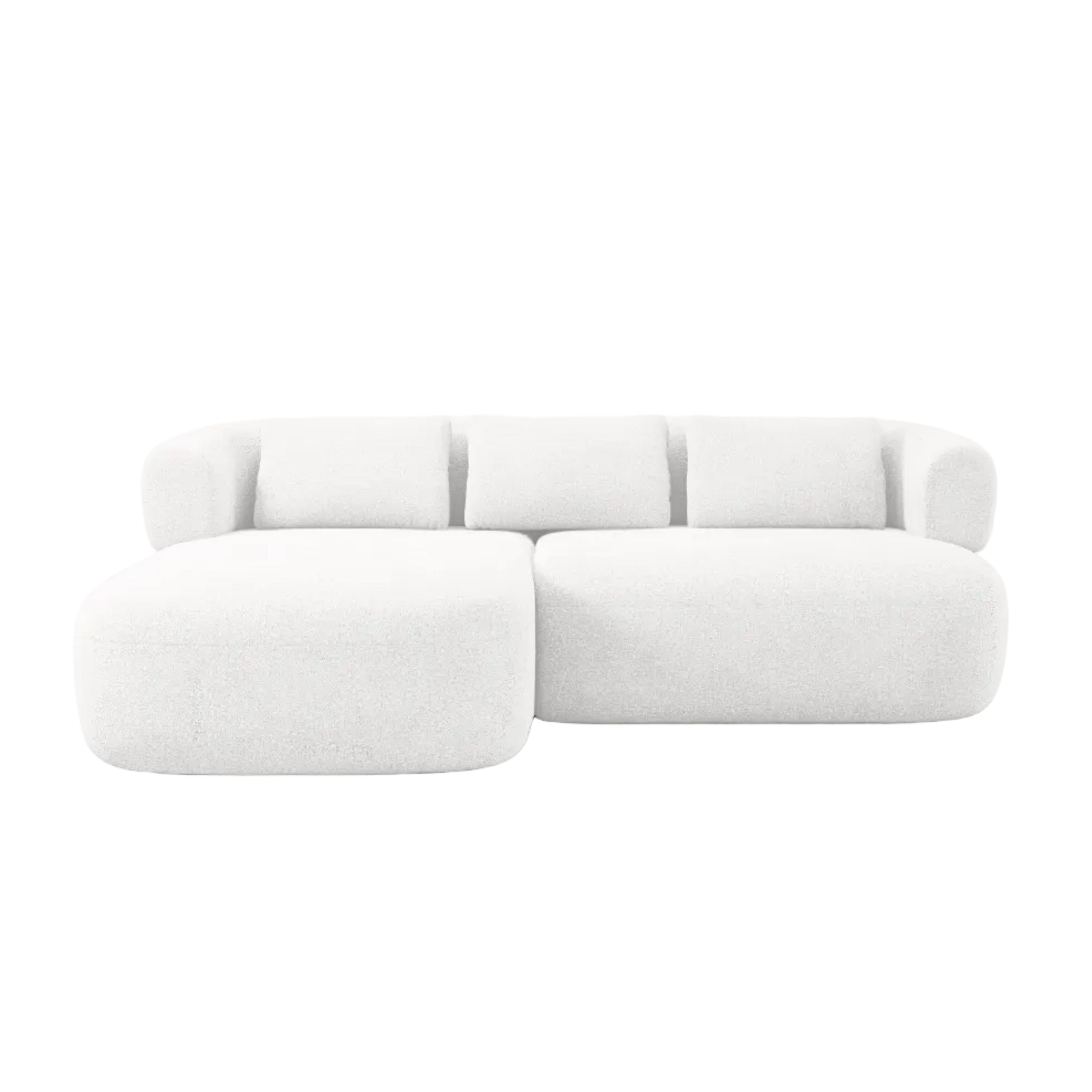 Tweepersoons hoekbank ALDRIN links, witte boucle