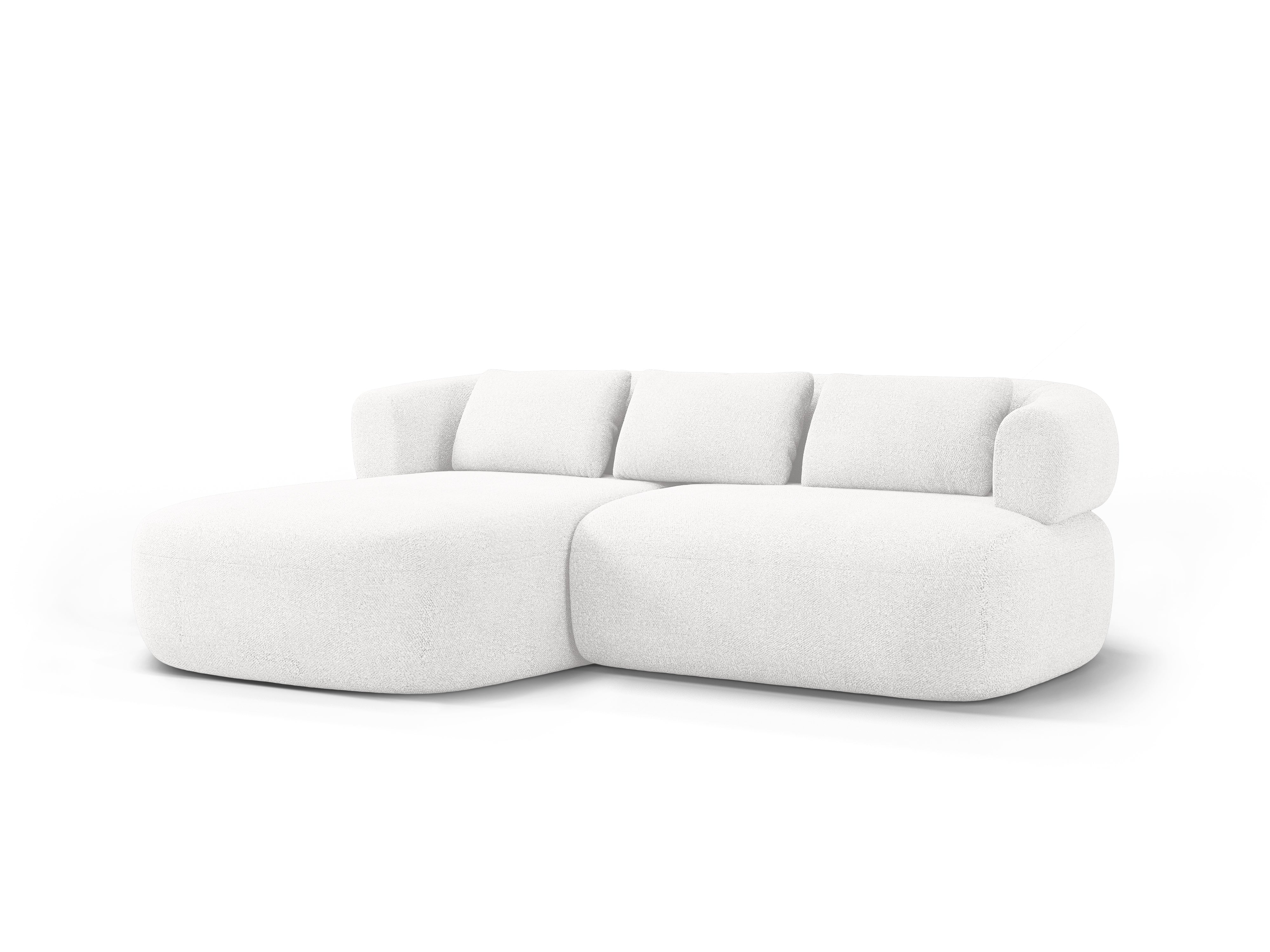 Tweepersoons hoekbank ALDRIN links, witte boucle
