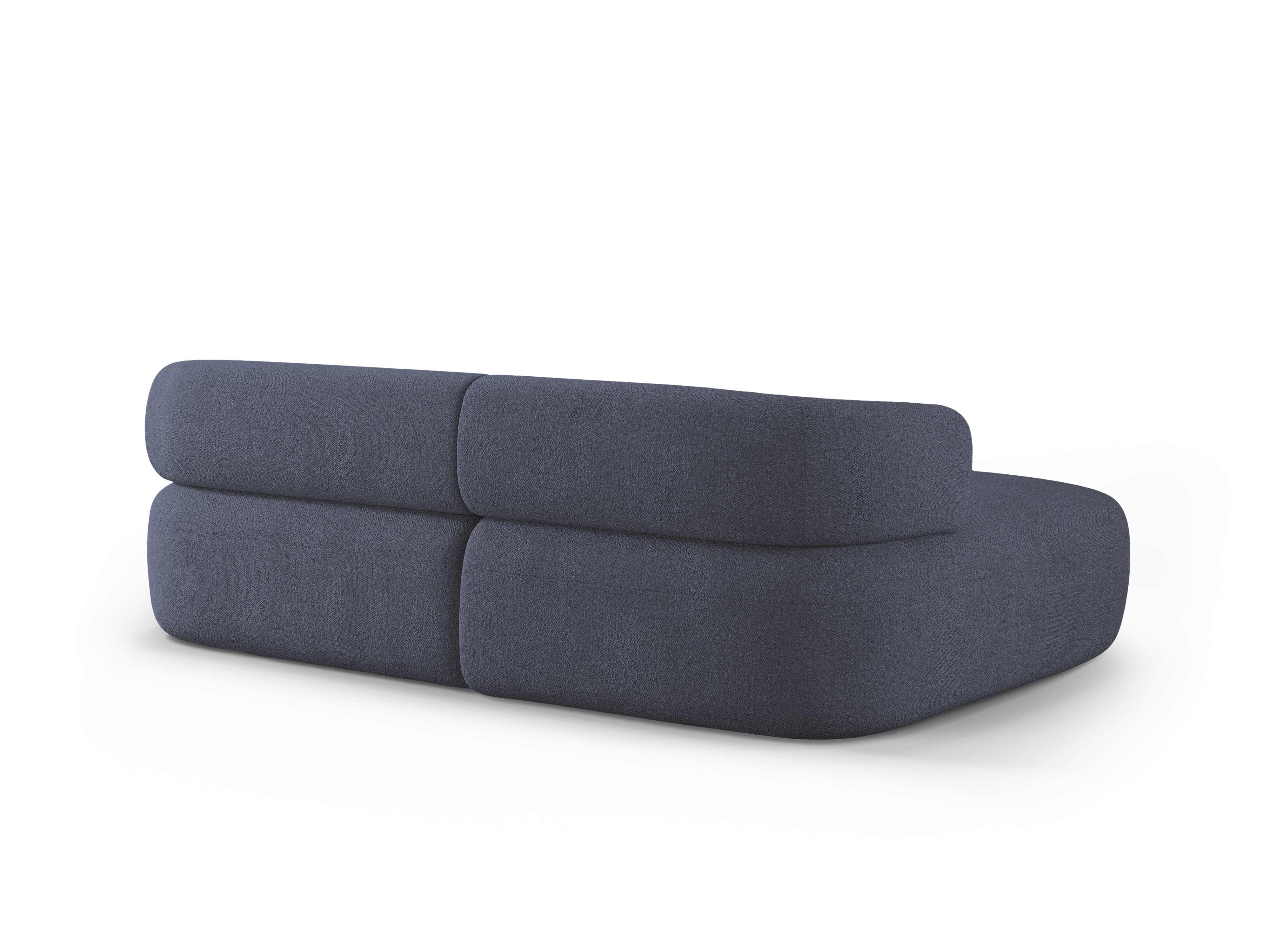 Links 2-zits hoekbank ALDRIN in marineblauwe boucle