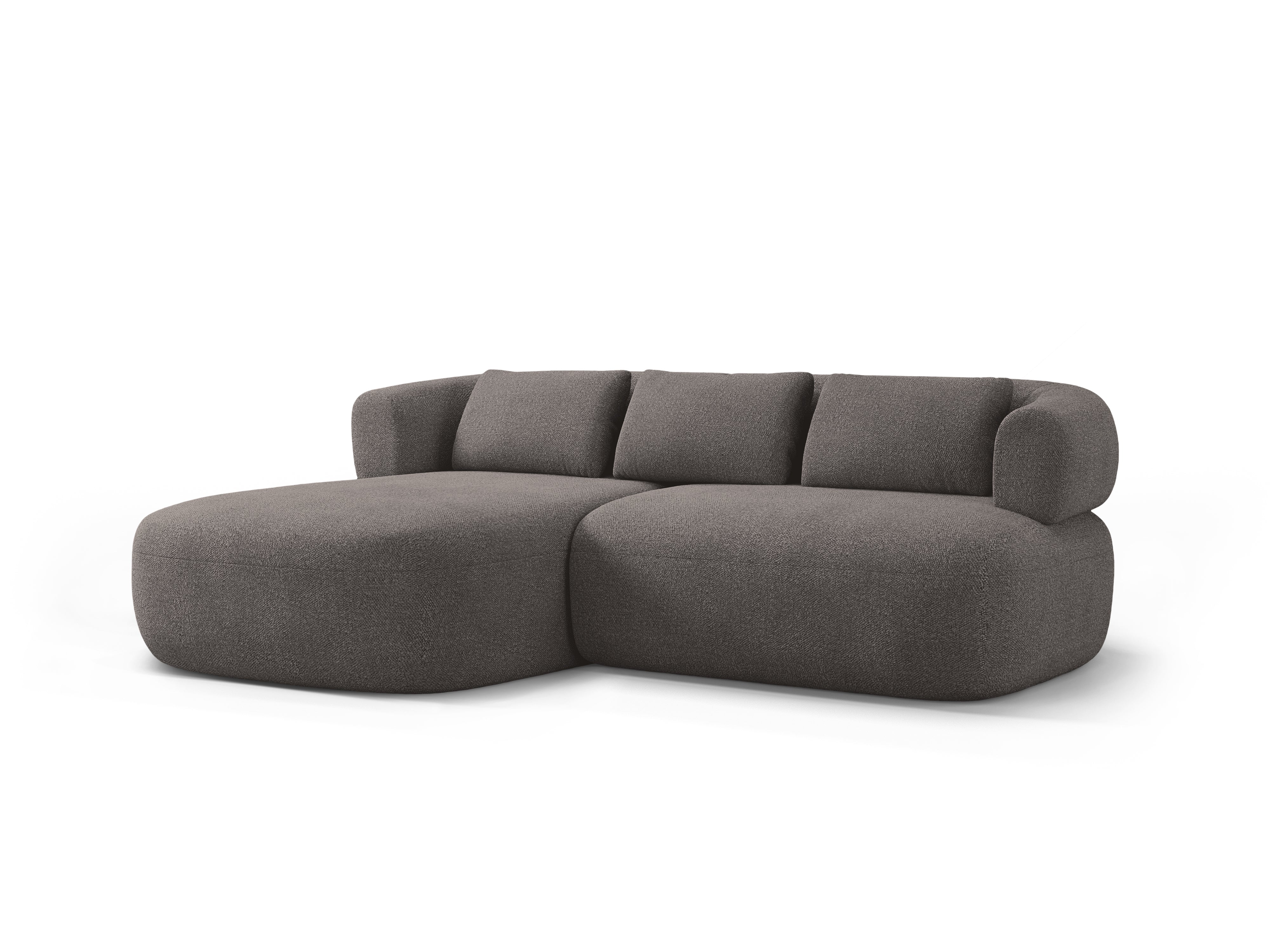 Tweepersoons hoekbank ALDRIN links, grijze boucle