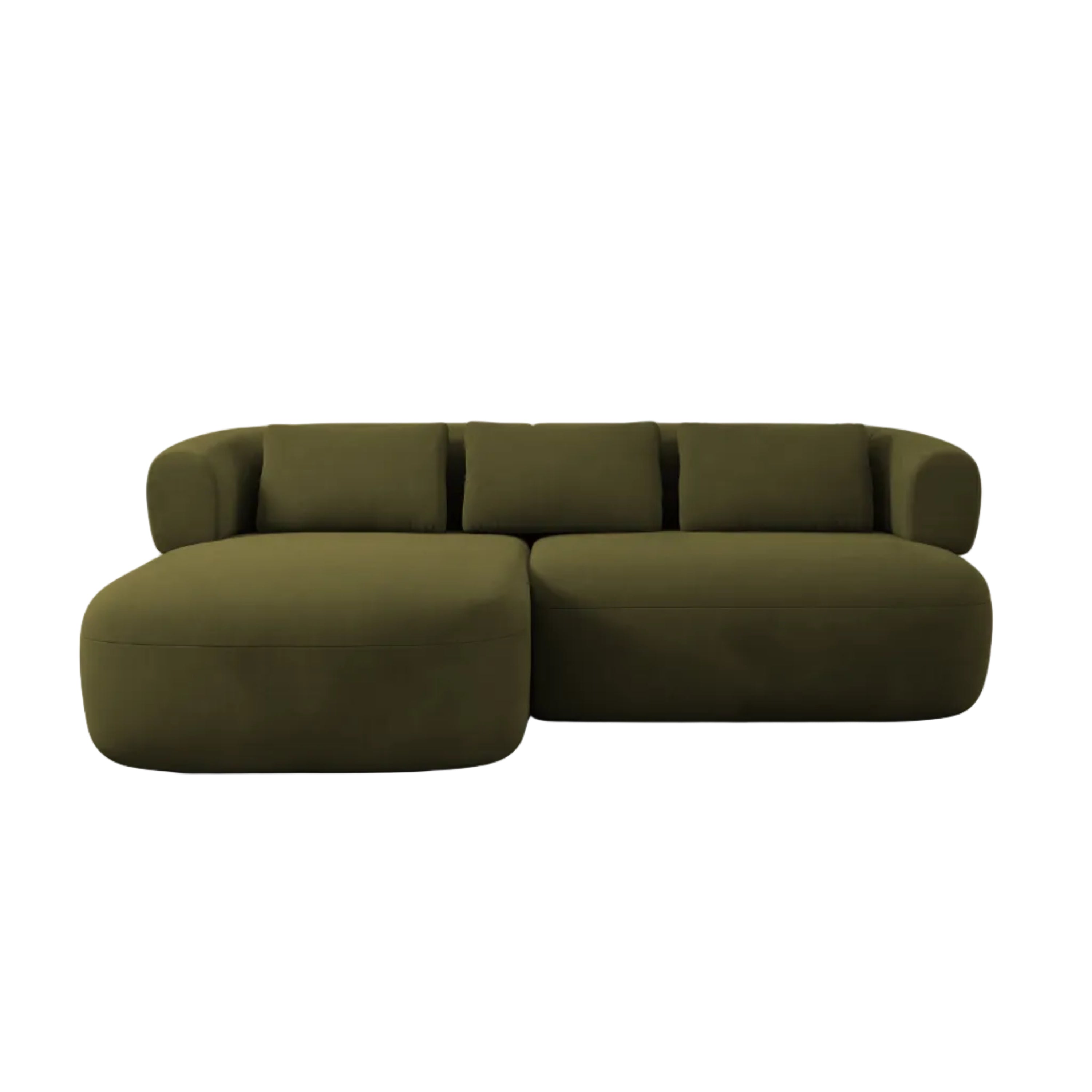 Groene ALDRIN 2-zits fluwelen hoekbank links