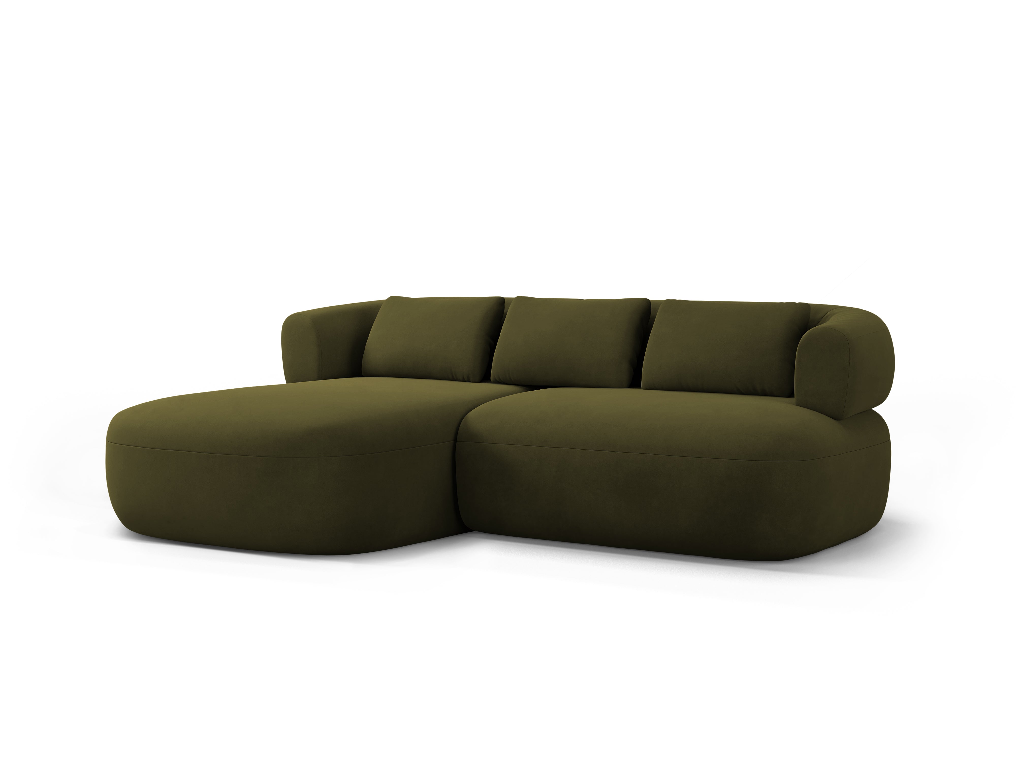 Groene ALDRIN 2-zits fluwelen hoekbank links
