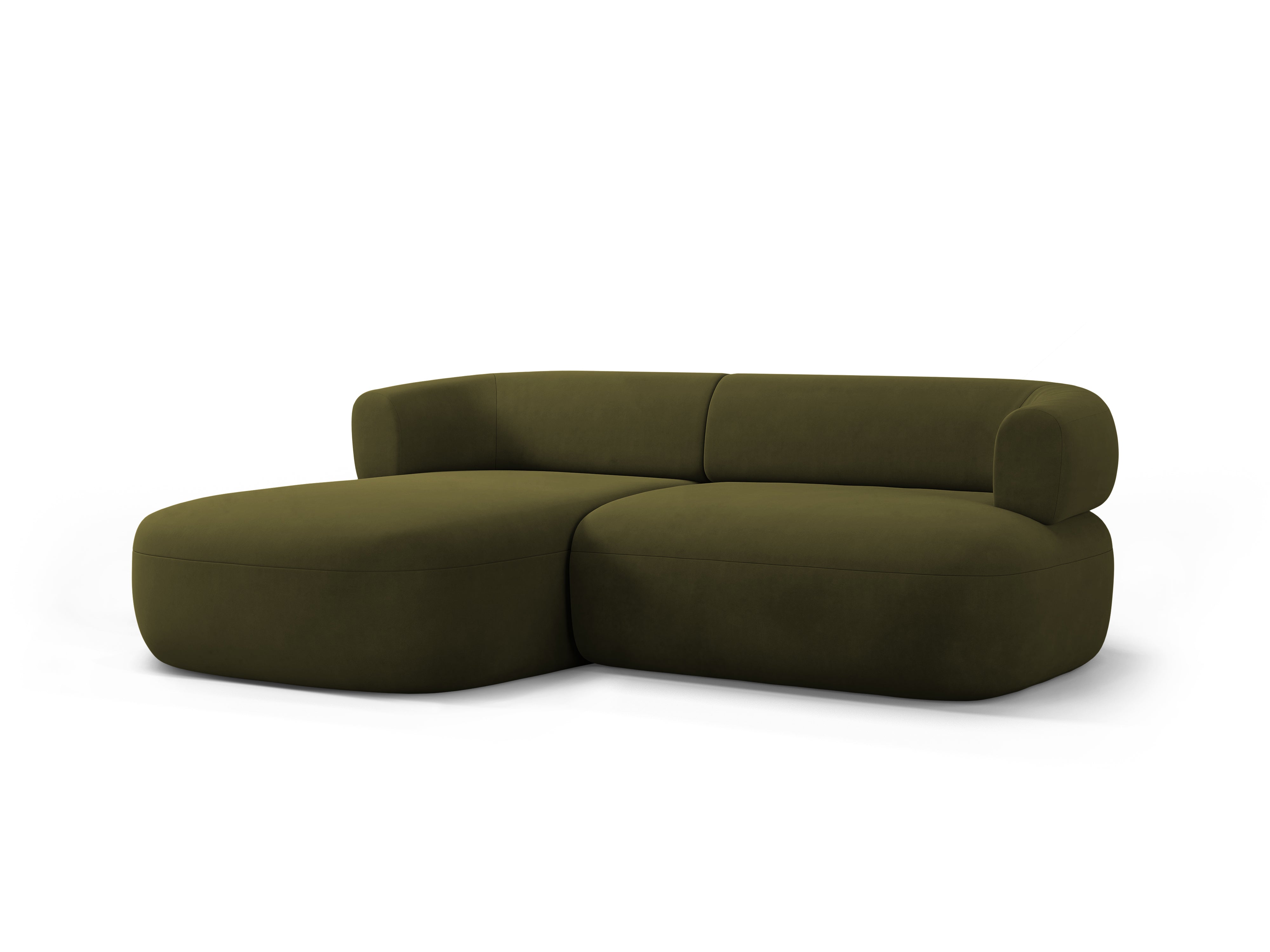 Groene ALDRIN 2-zits fluwelen hoekbank links
