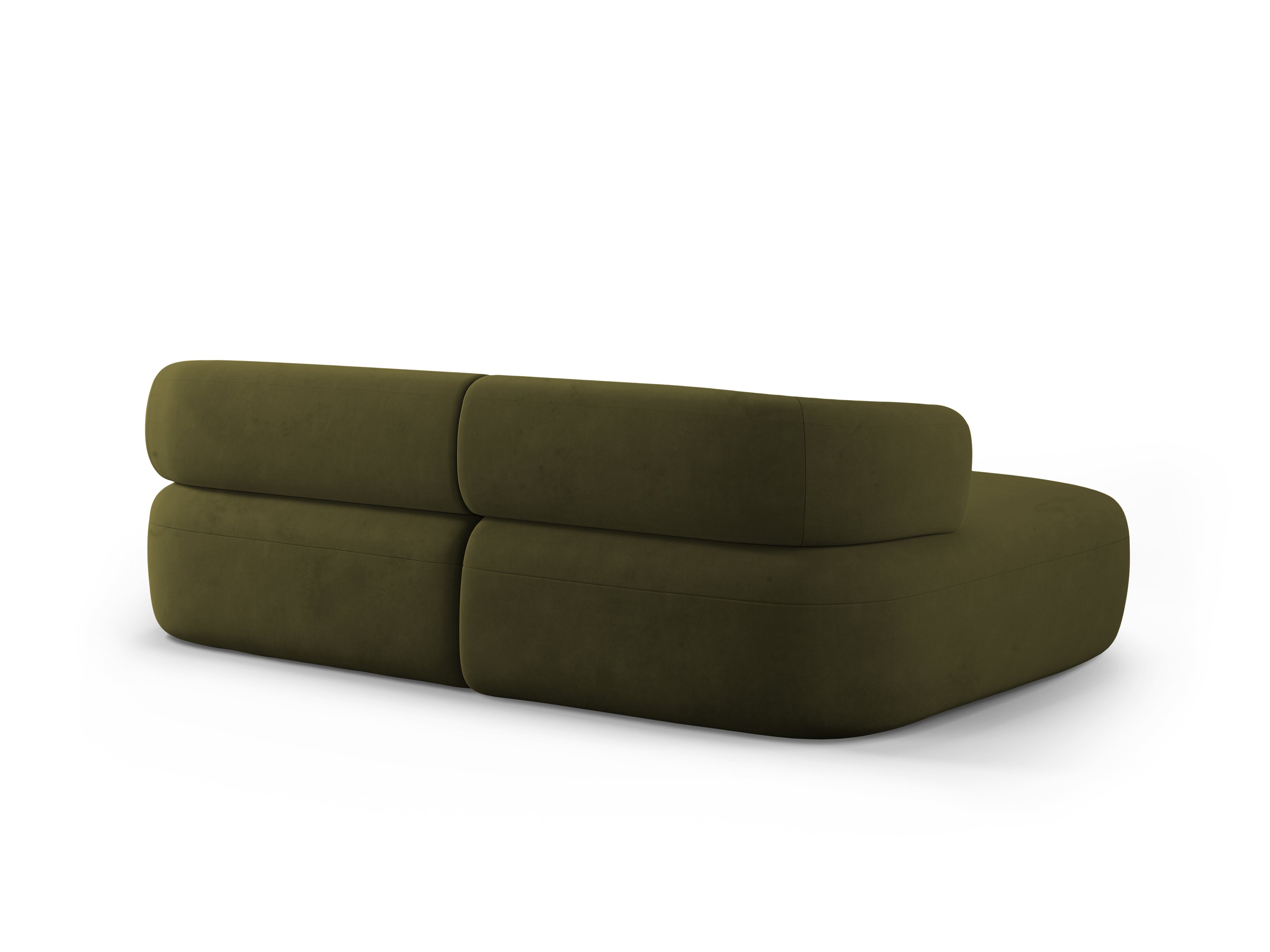 Groene ALDRIN 2-zits fluwelen hoekbank links