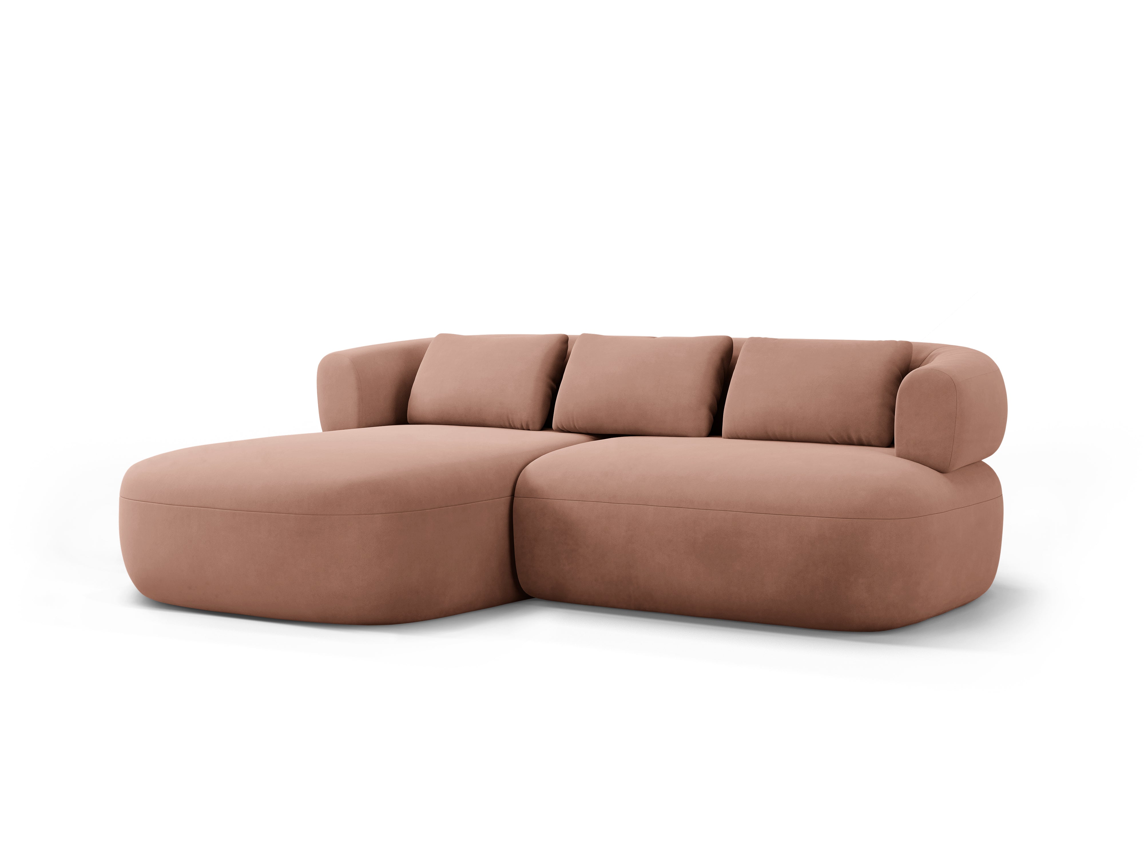 Roze velours 2-zits links ALDRIN