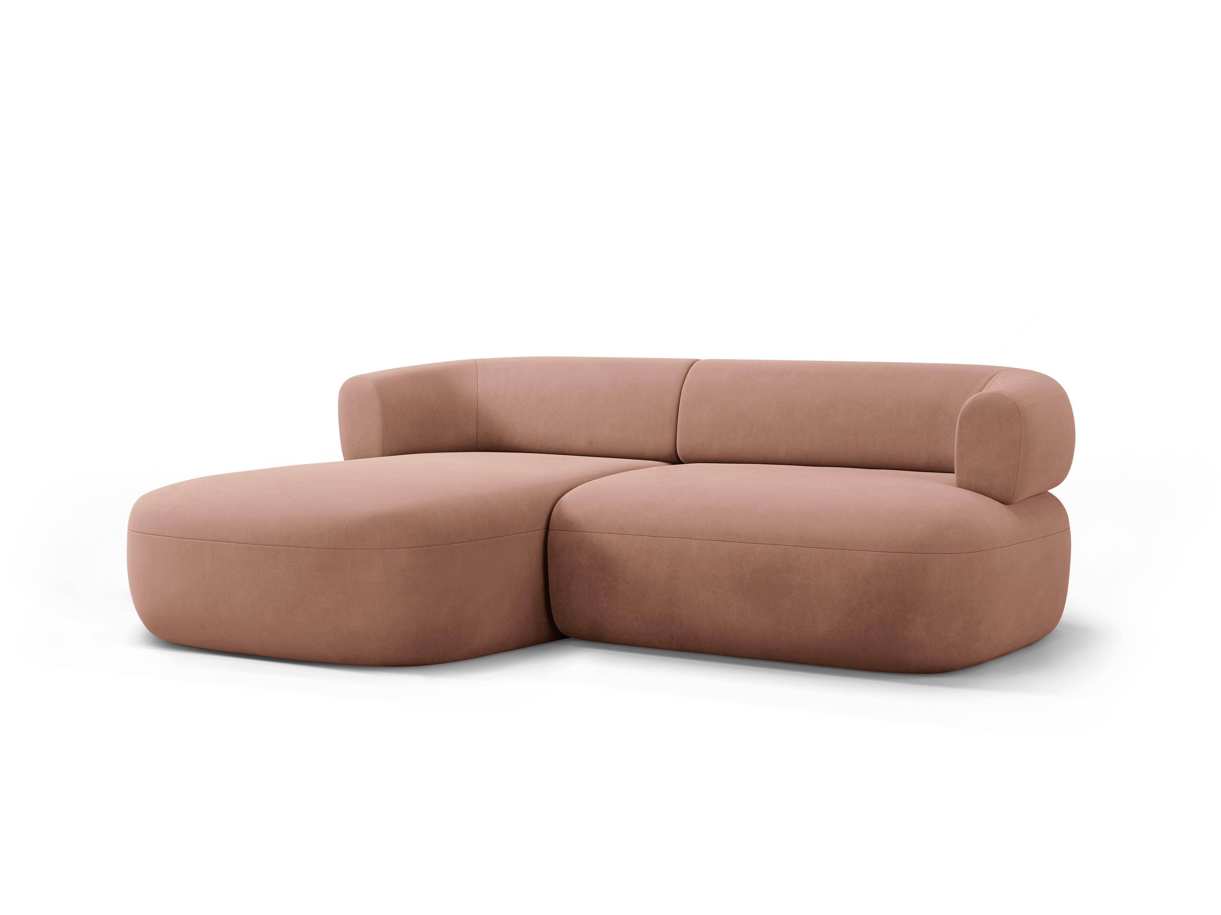 Roze velours 2-zits links ALDRIN