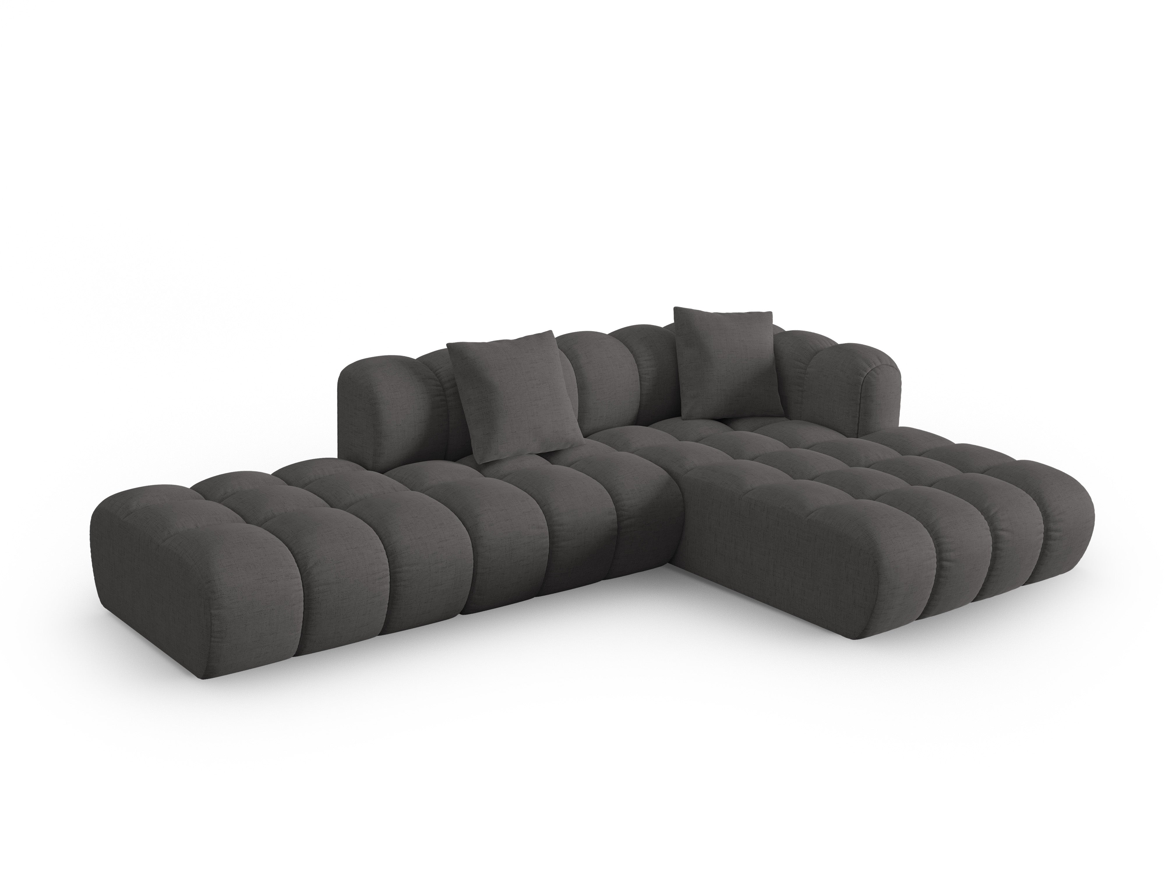 Offene rechteckige Eckcouch ASTRO graues Chenille