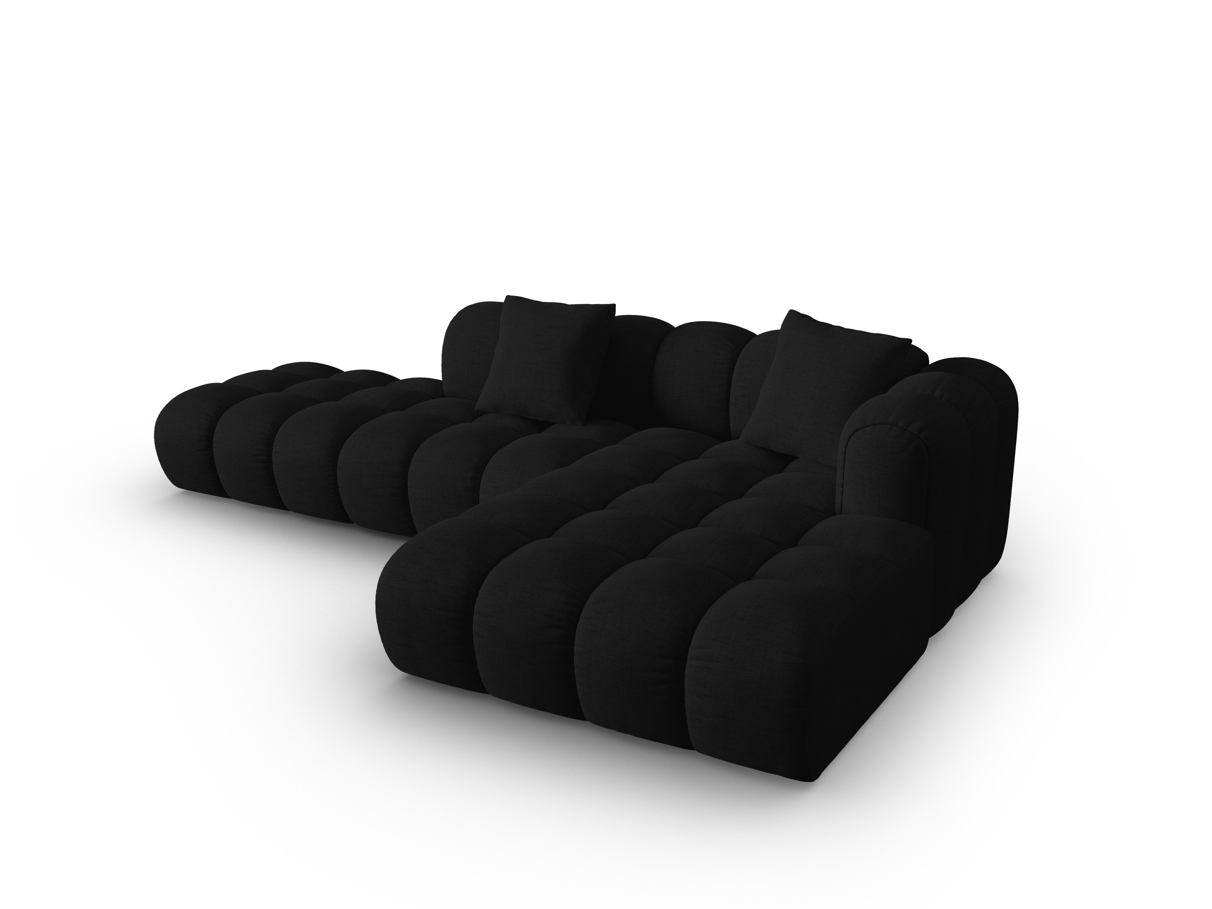 Offene rechteckige Eckcouch ASTRO schwarzer Chenille