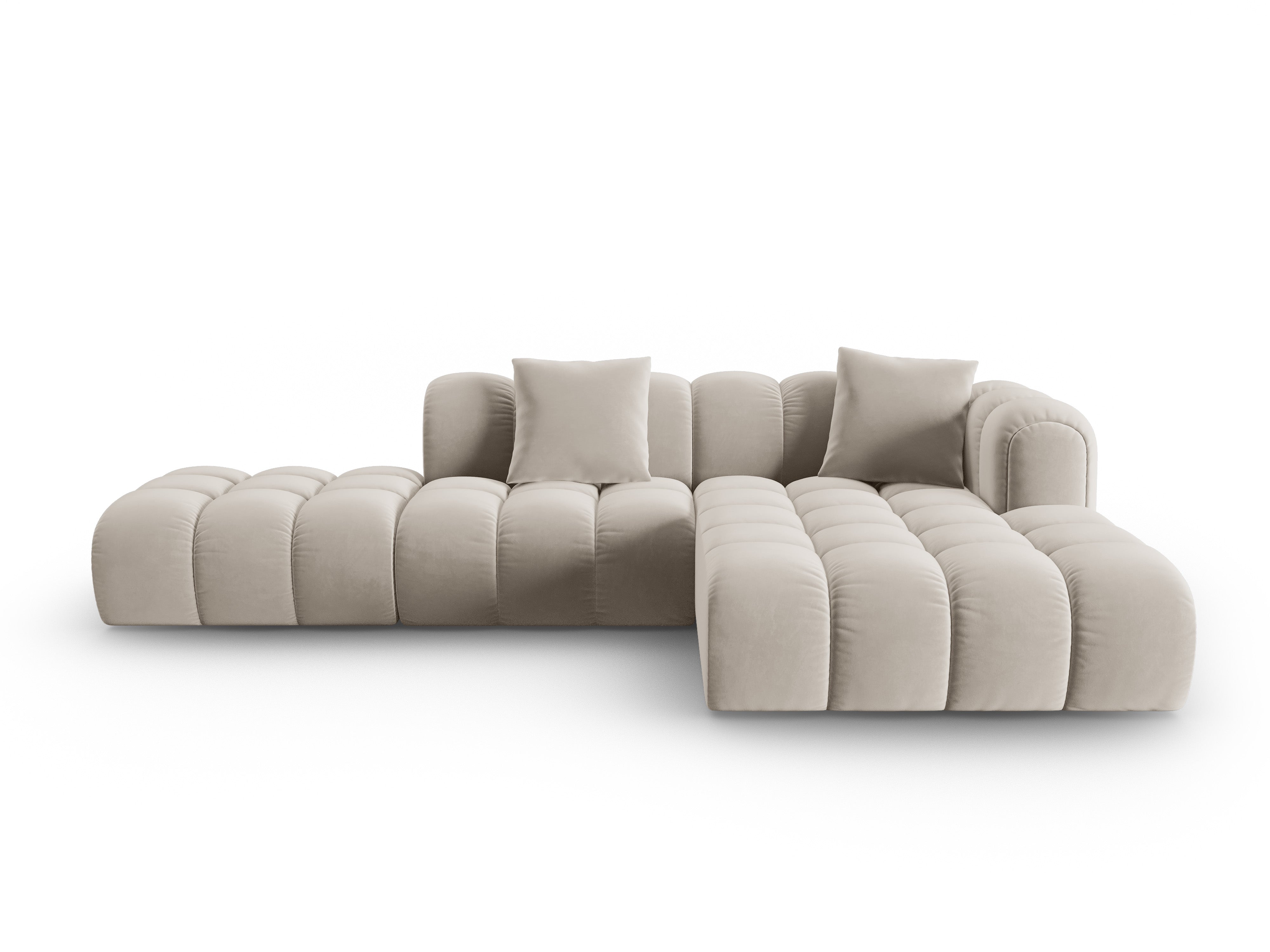 Open right-sided velvet corner sofa ASTRO ecru