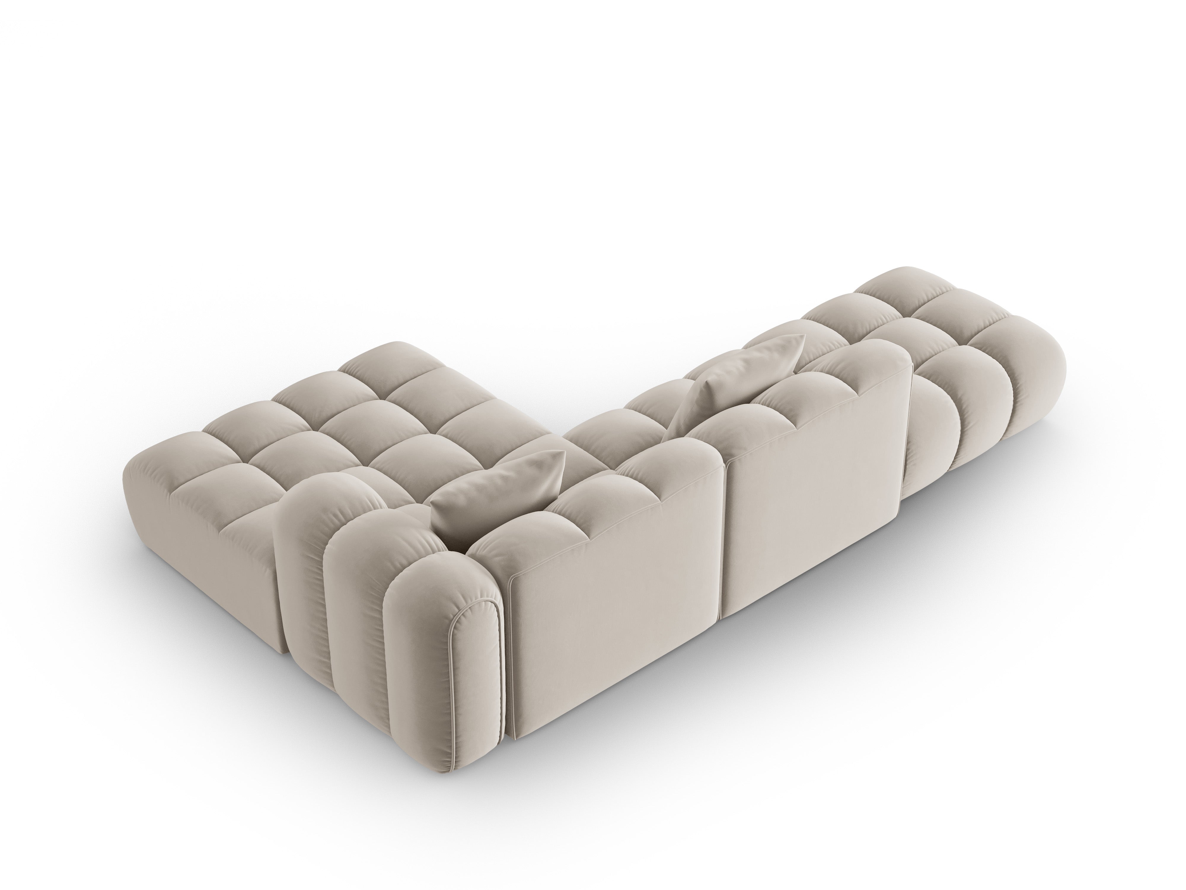 Open right-sided velvet corner sofa ASTRO ecru