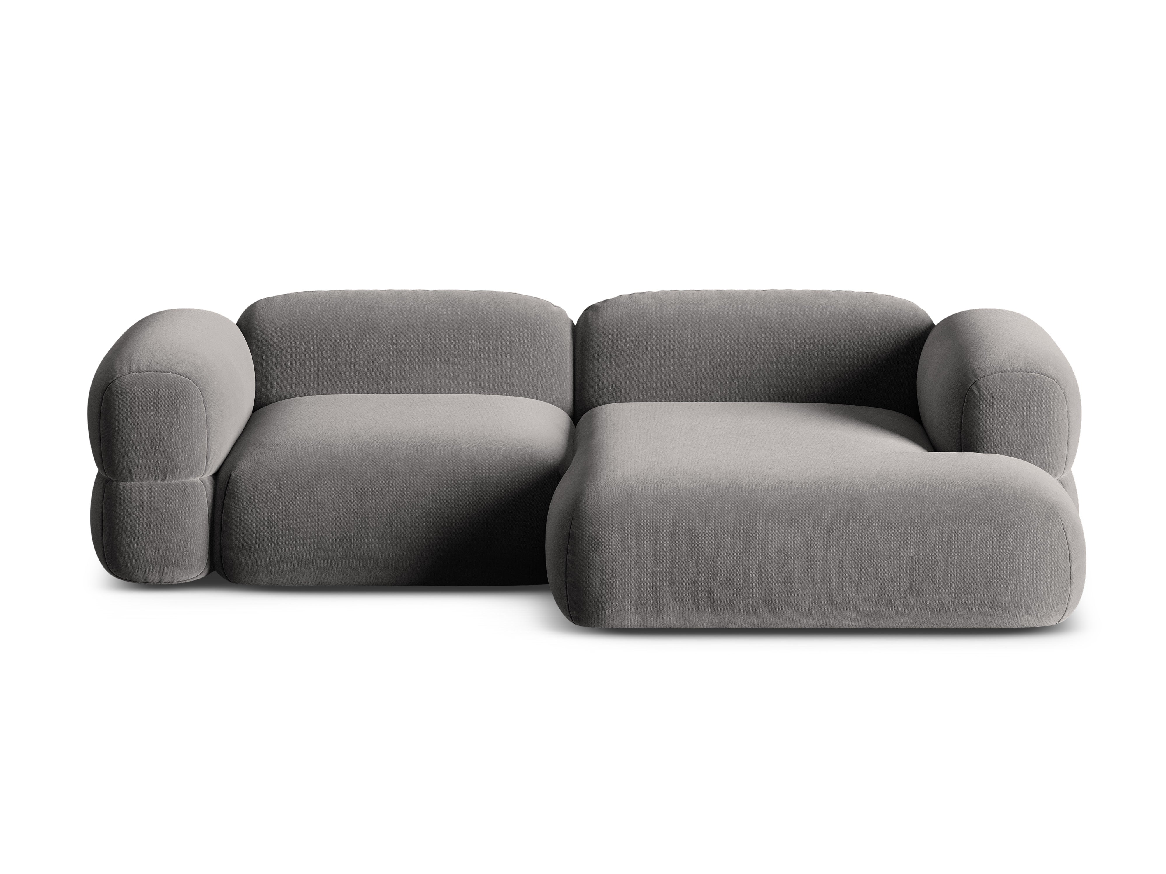 Grijze rechtszijdige fluwelen hoekbank ROGER