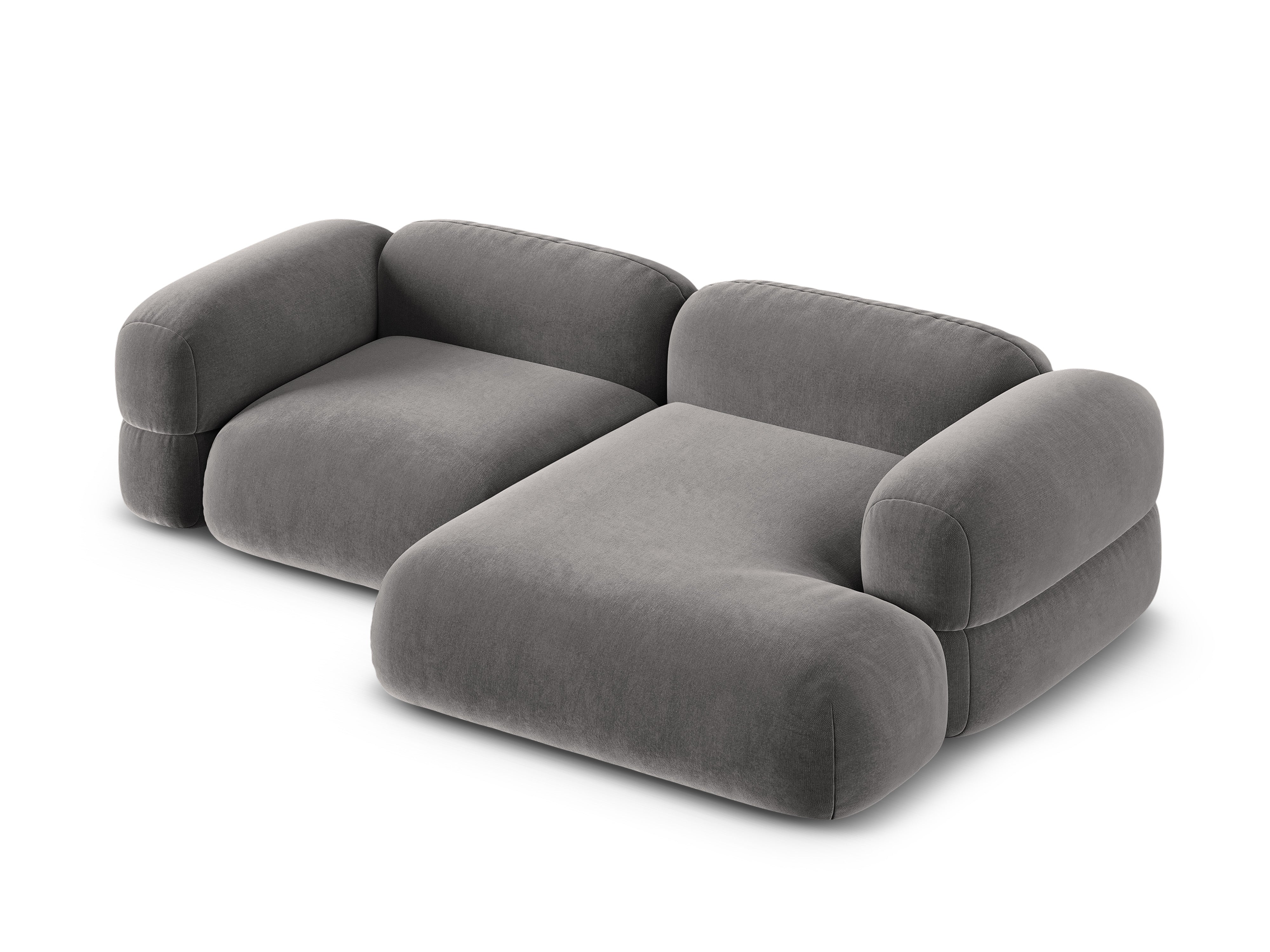 Grijze rechtszijdige fluwelen hoekbank ROGER