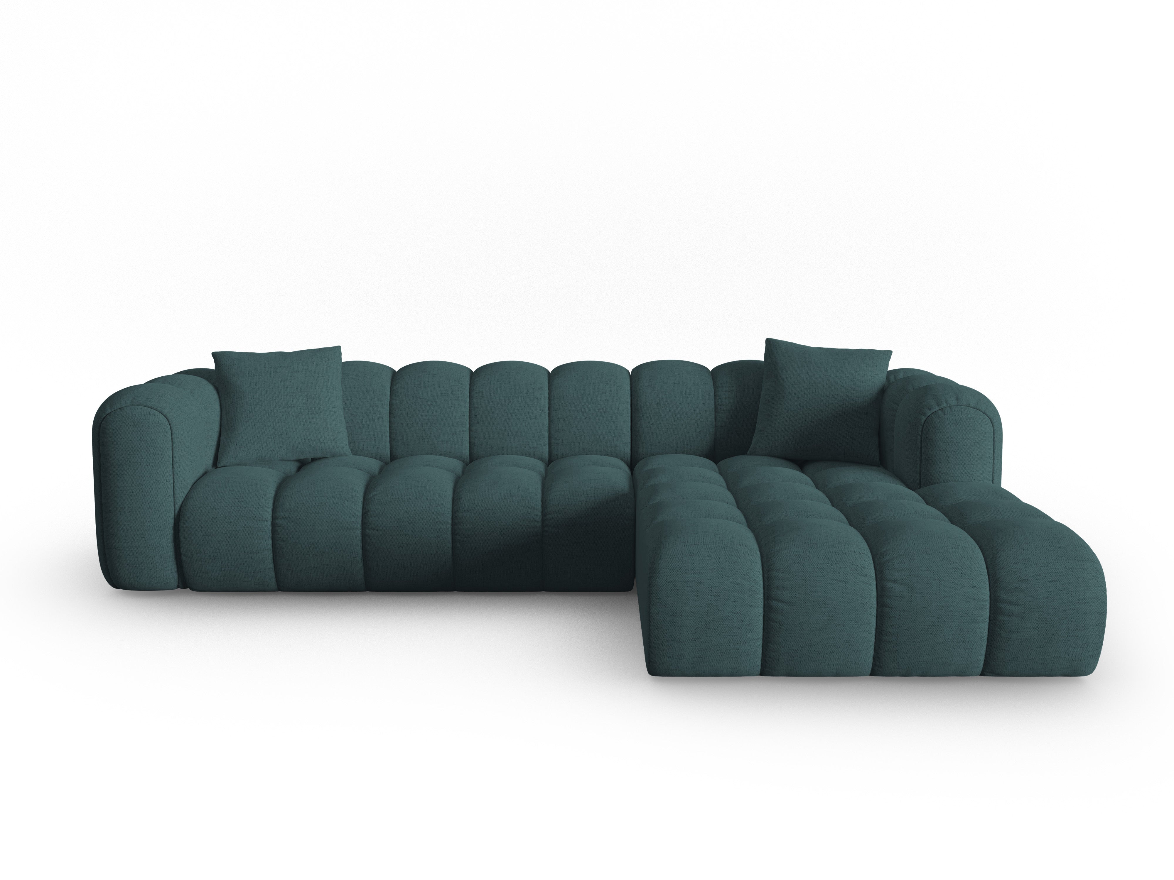 4-sitziger rechter Ecksofa ASTRO in türkisfarbenem Chenille