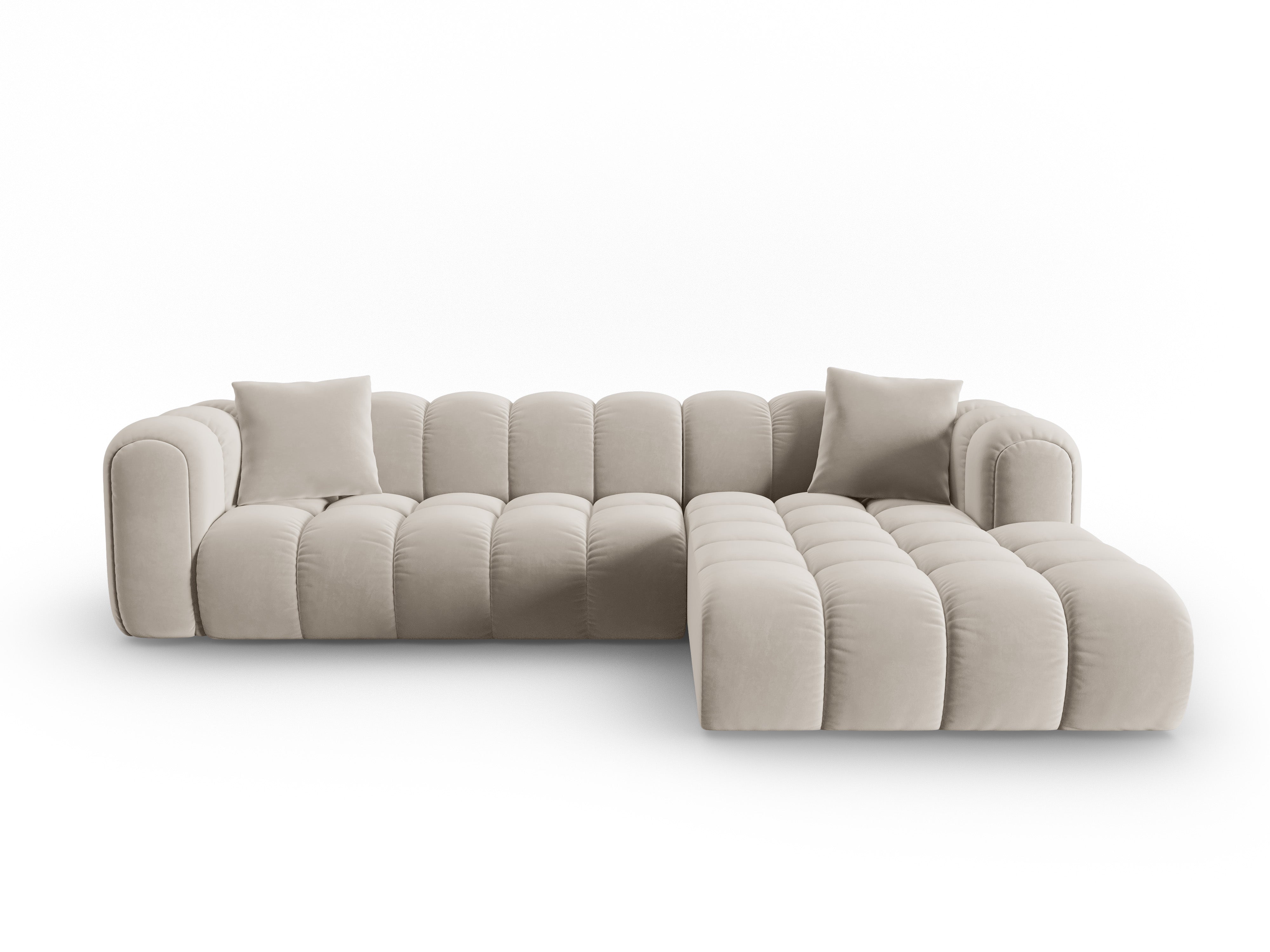 Samt-Ecksofa für 4 Personen rechts ASTRO ecru