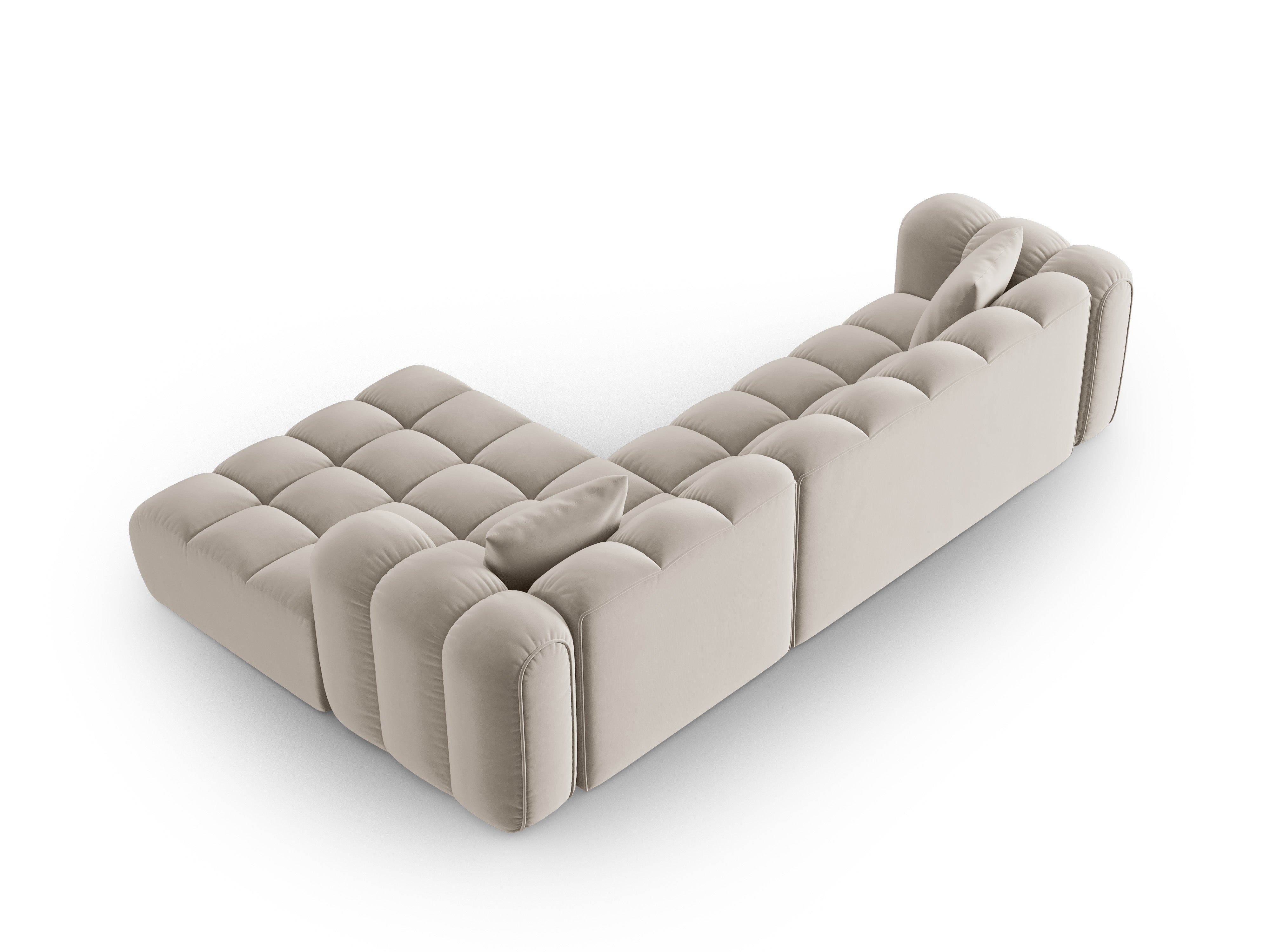 Samt-Ecksofa für 4 Personen rechts ASTRO ecru