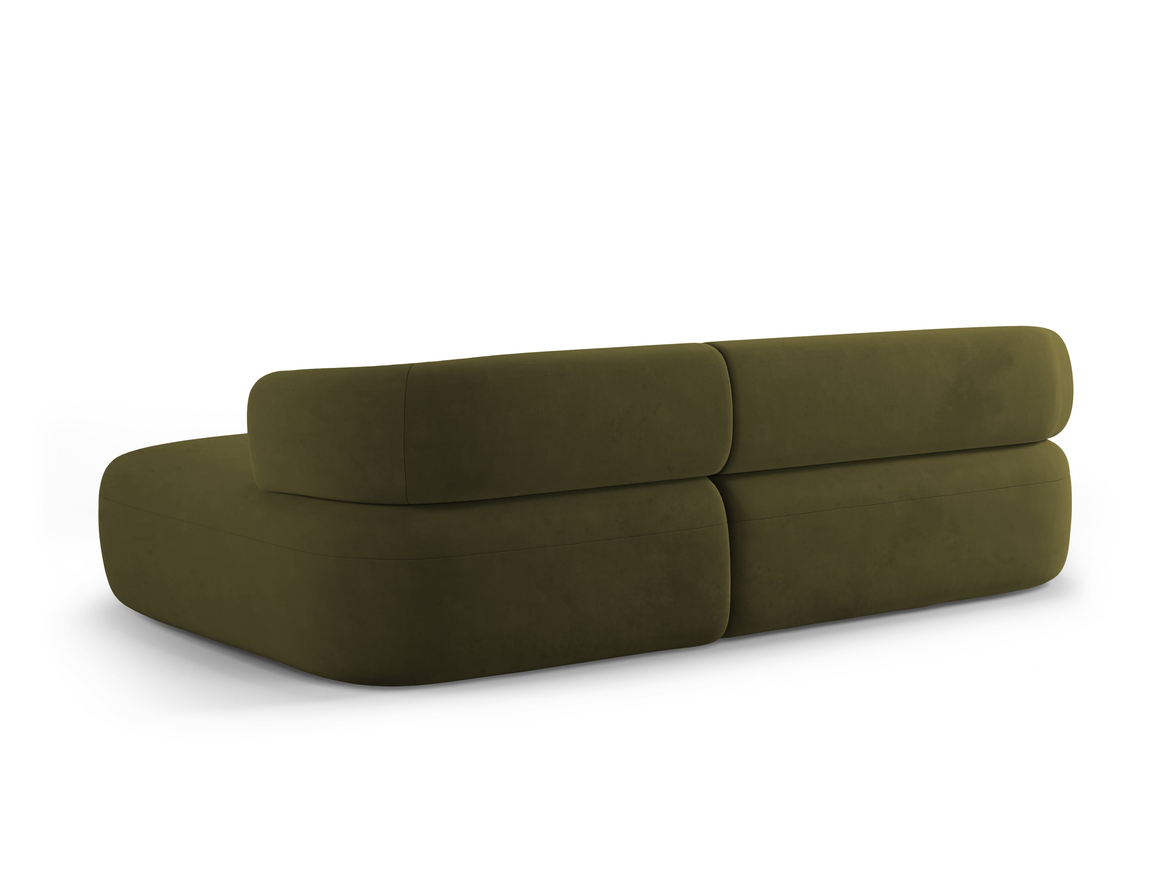 Groene ALDRIN 3-zits fluwelen hoekbank rechts.