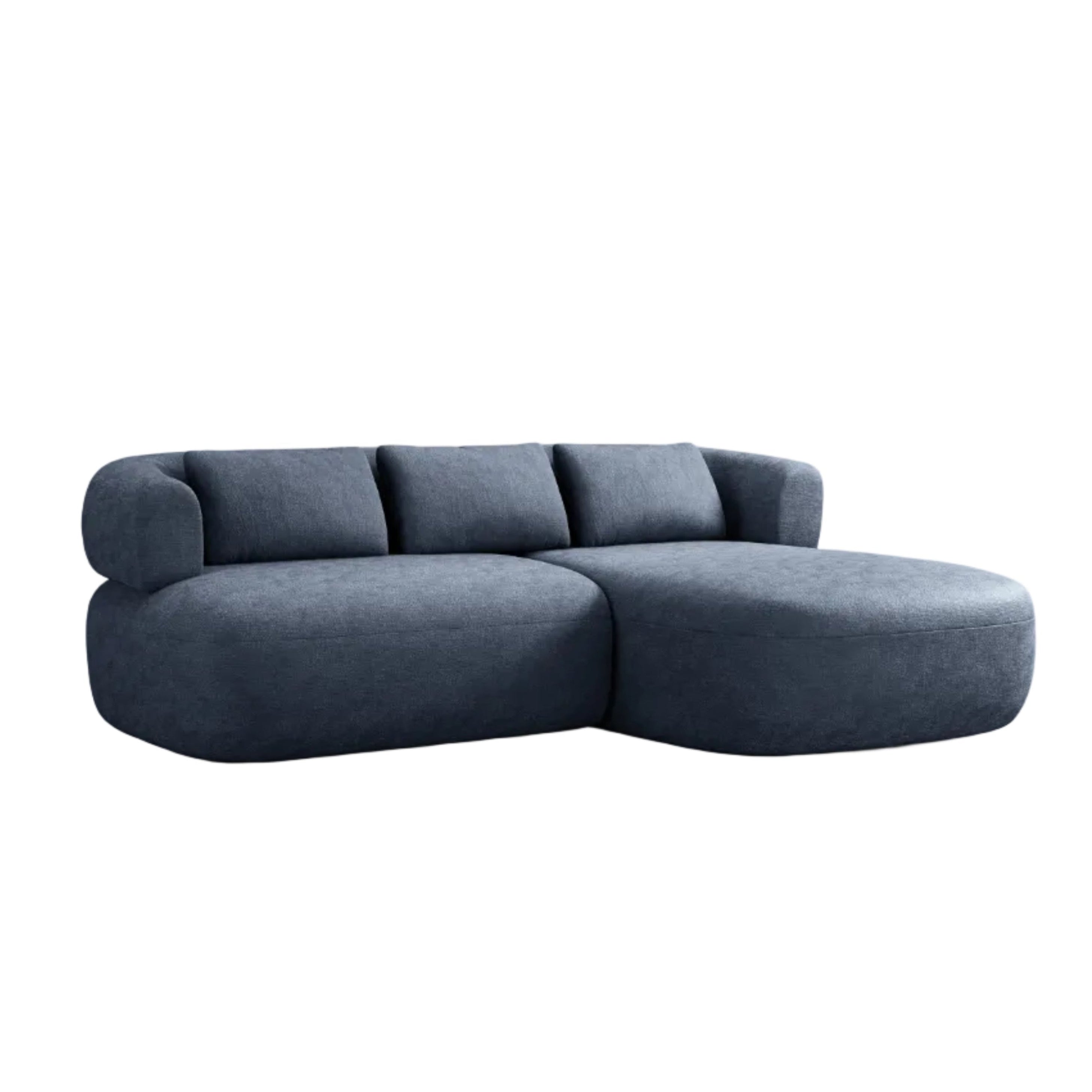 Rechthoekige 2-zitsbank rechts ALDRIN in marineblauwe chenille