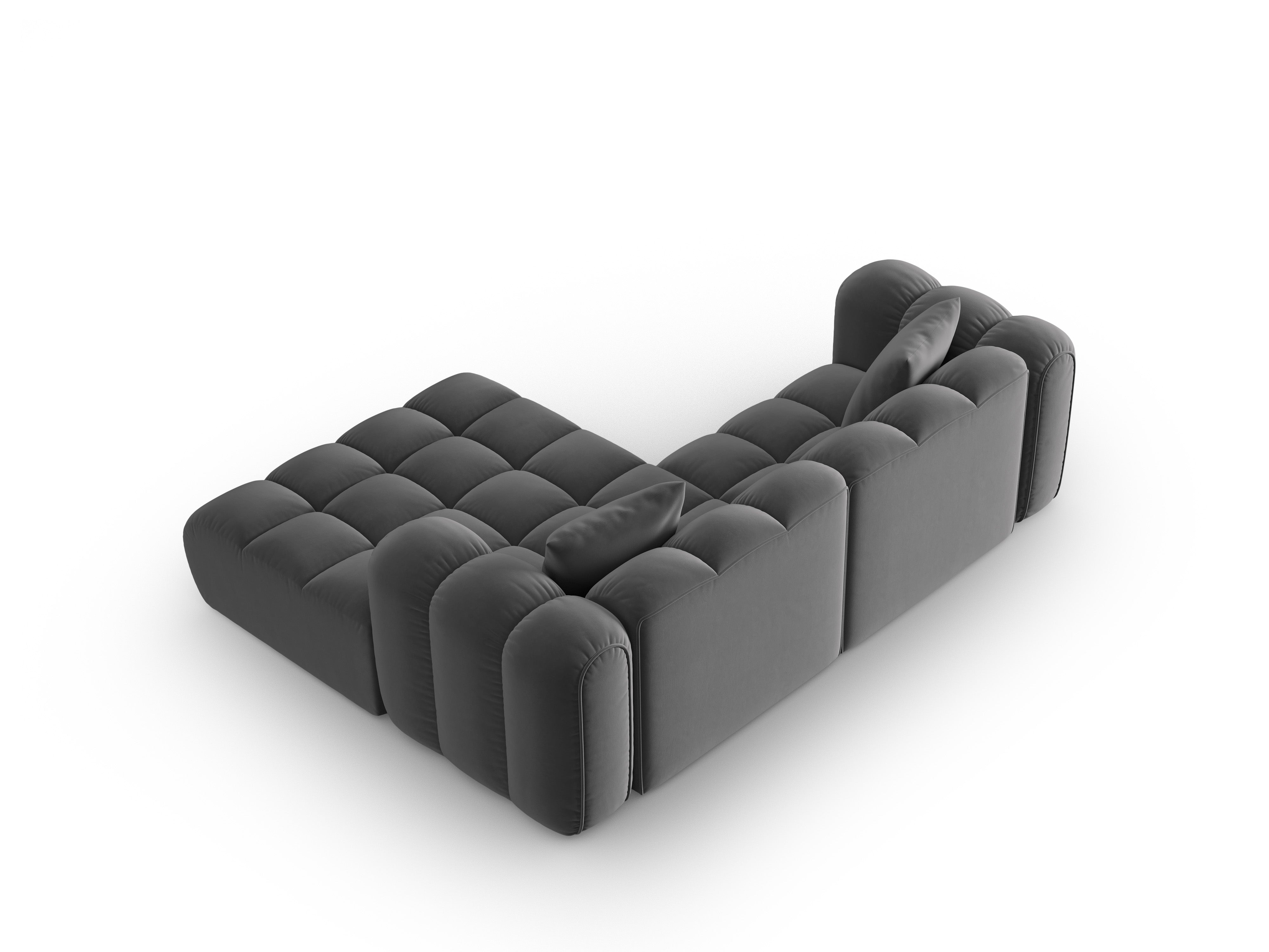 Samt-Ecksofa 3-sitzig rechts ASTRO grau