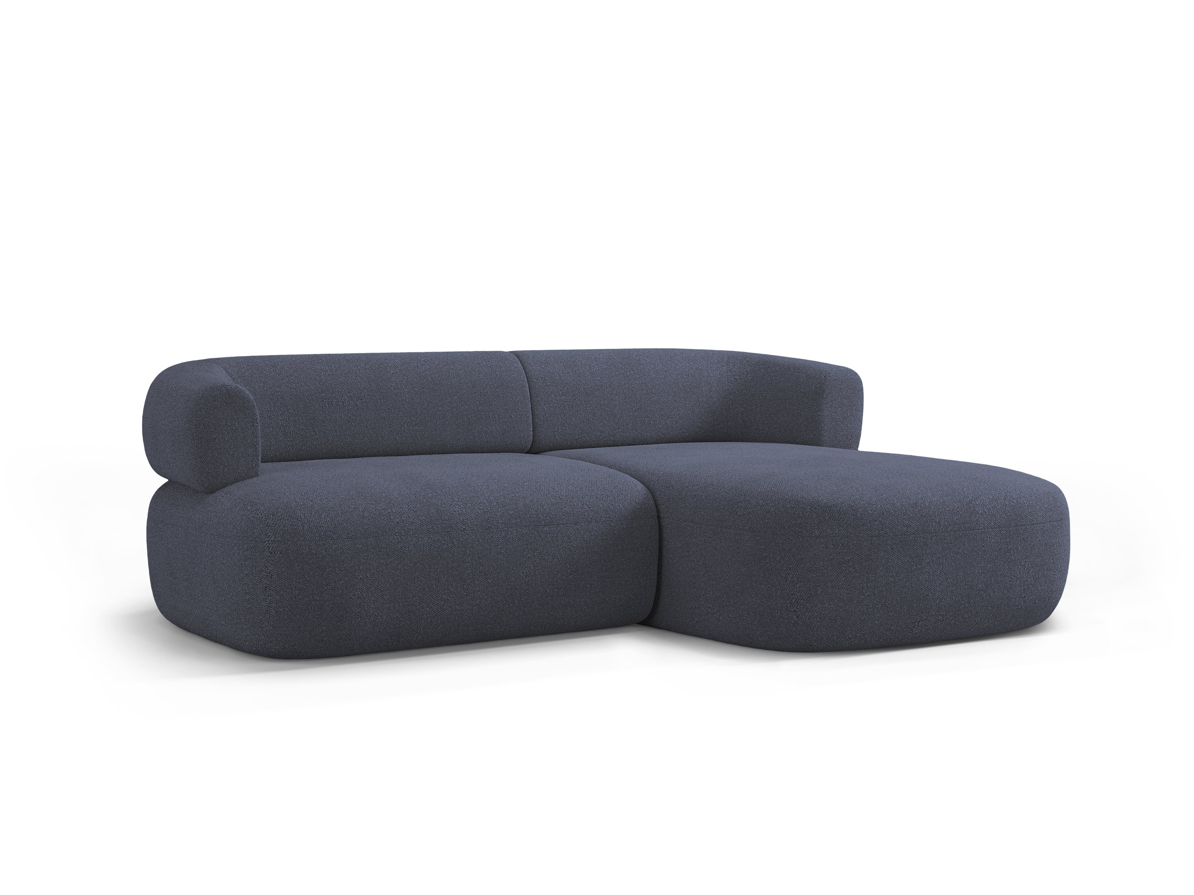 Rechthoekige 2-zitsbank rechts ALDRIN in marineblauwe boucle