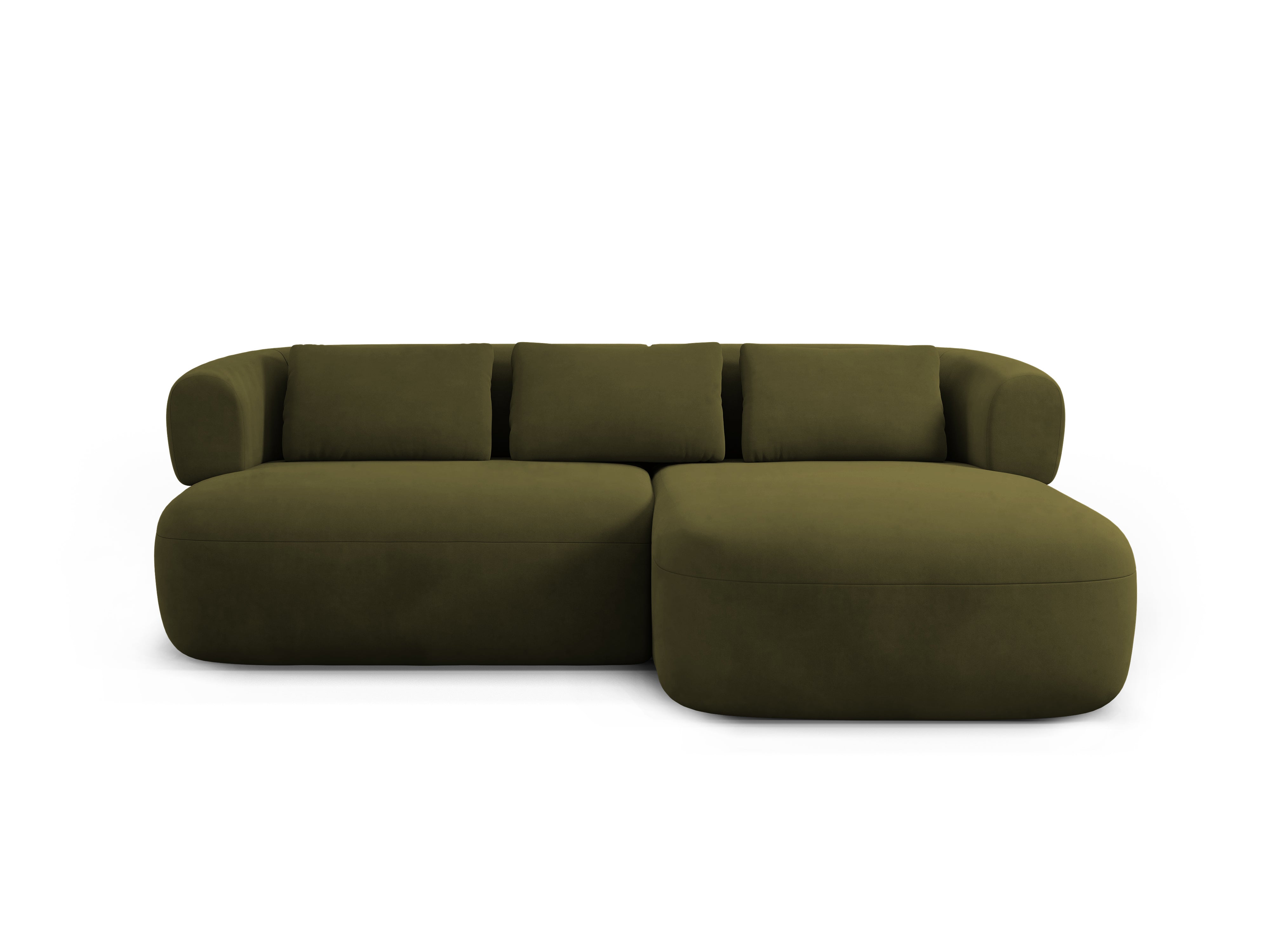 Groene ALDRIN 2-zits fluwelen hoekbank rechts.