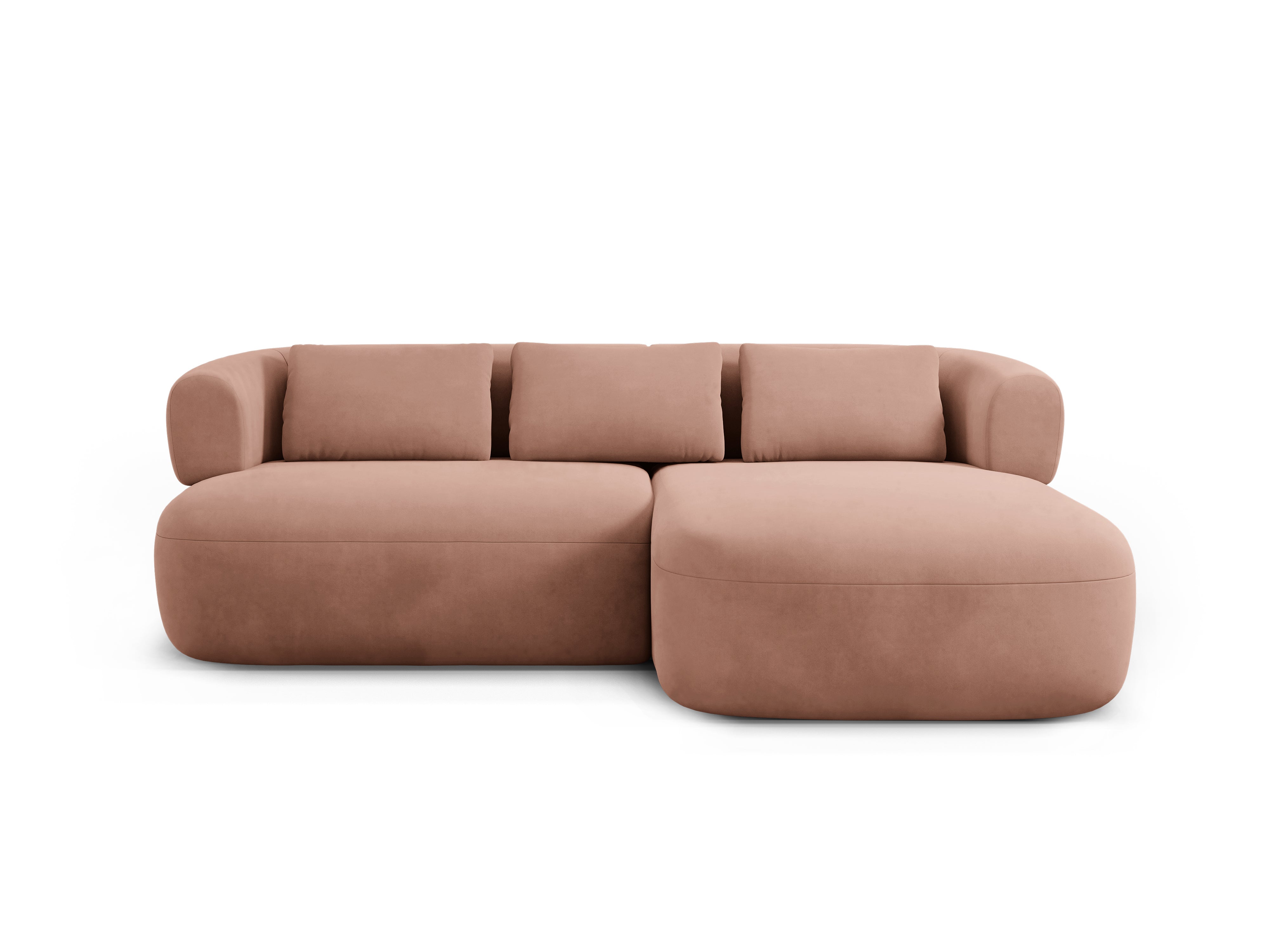 Roze ALDRIN 2-zits fluwelen hoekbank rechts