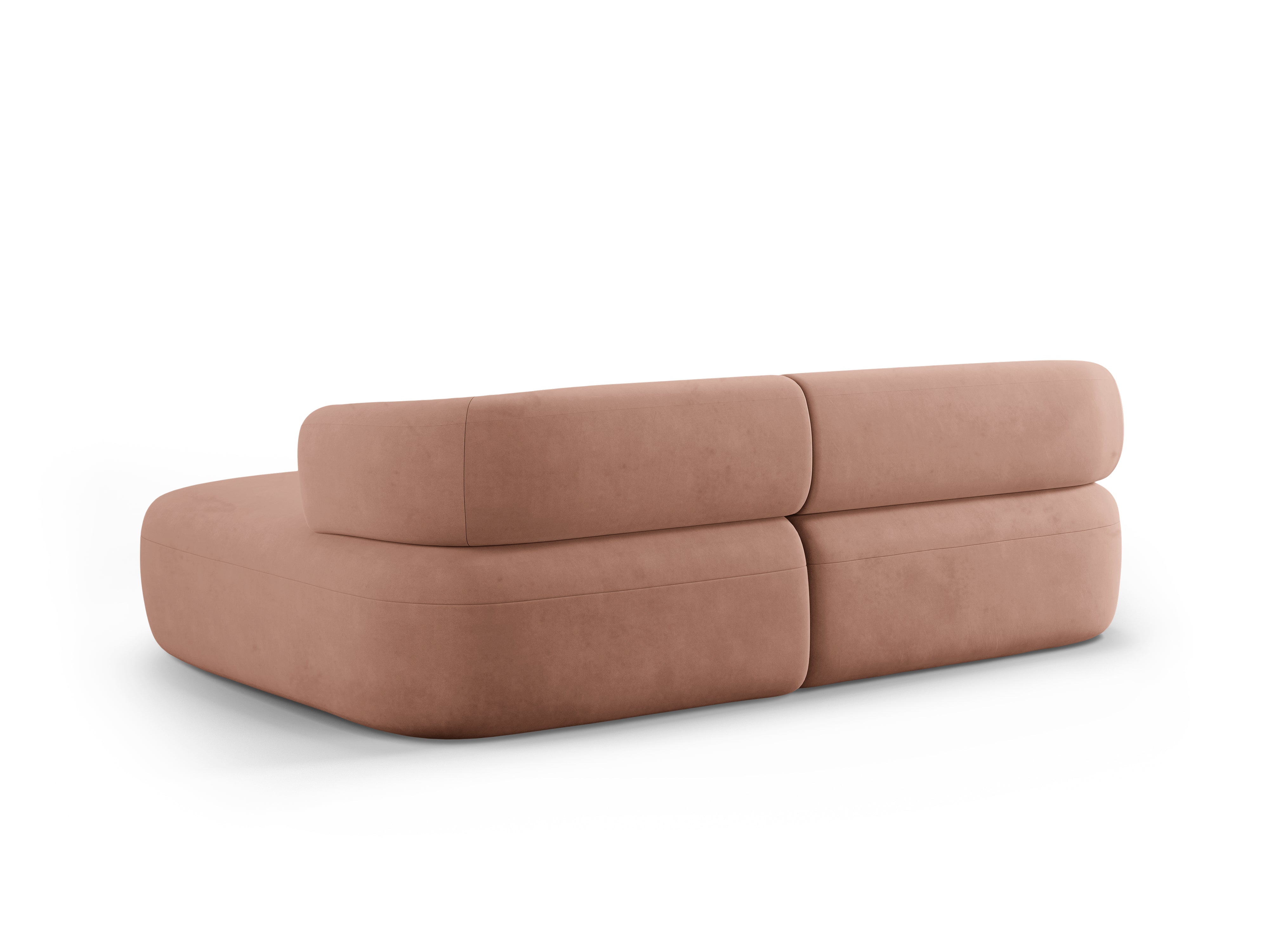 Roze ALDRIN 2-zits fluwelen hoekbank rechts