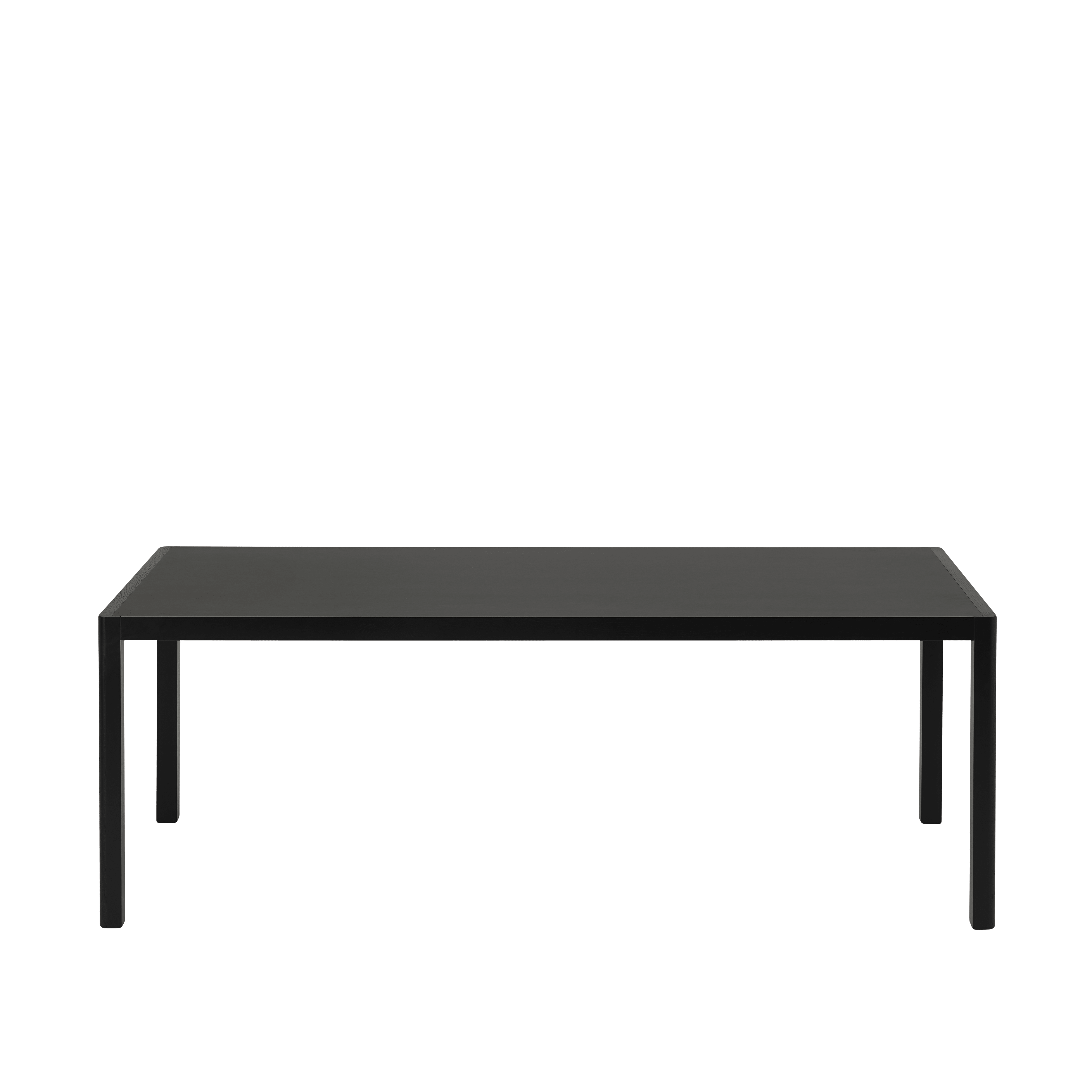 Tafel WORKSHOP zwart linoleum met zwarte eiken basis