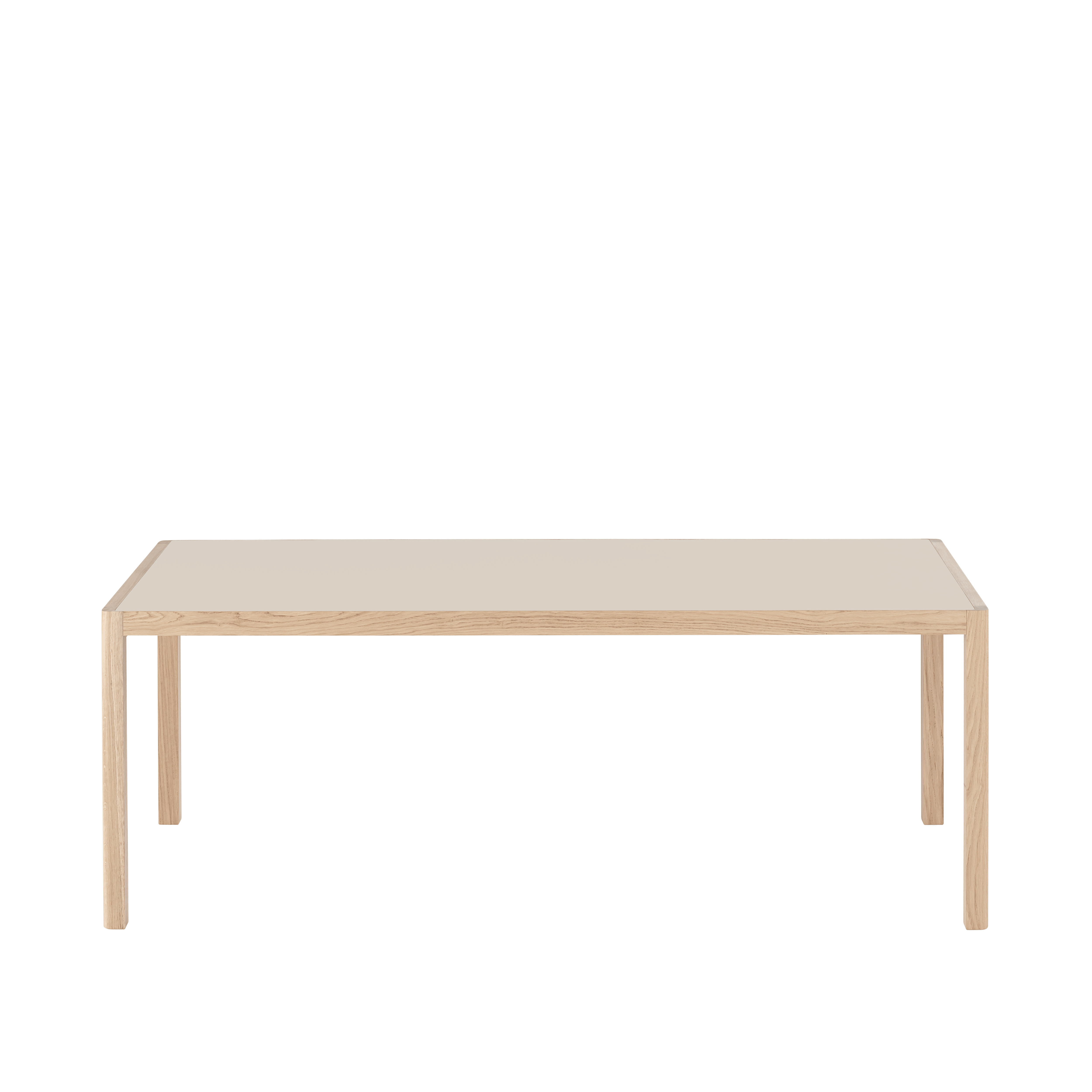 Tafel WORKSHOP grijs linoleum met eiken basis