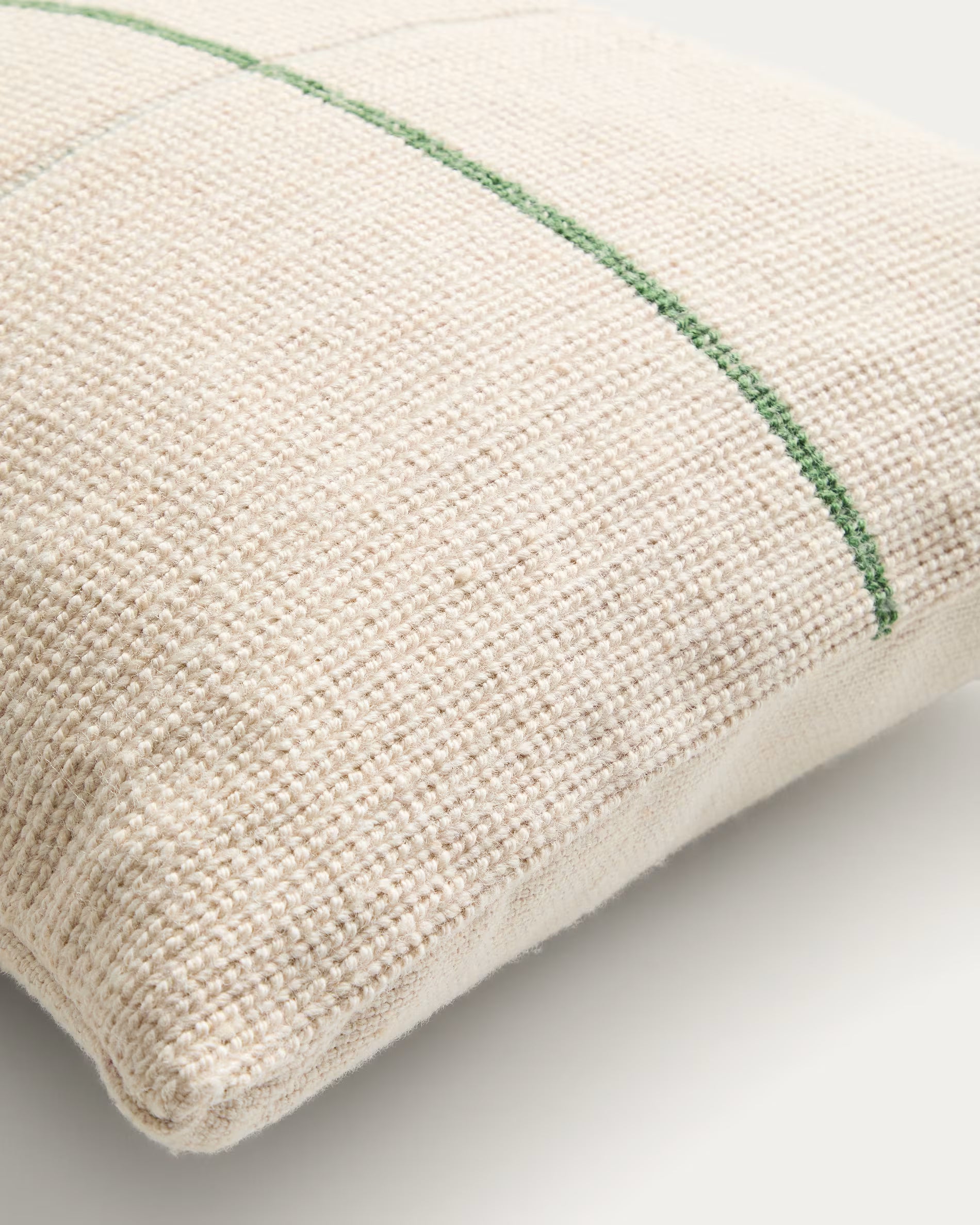 ATIMA beige cushion cover with green