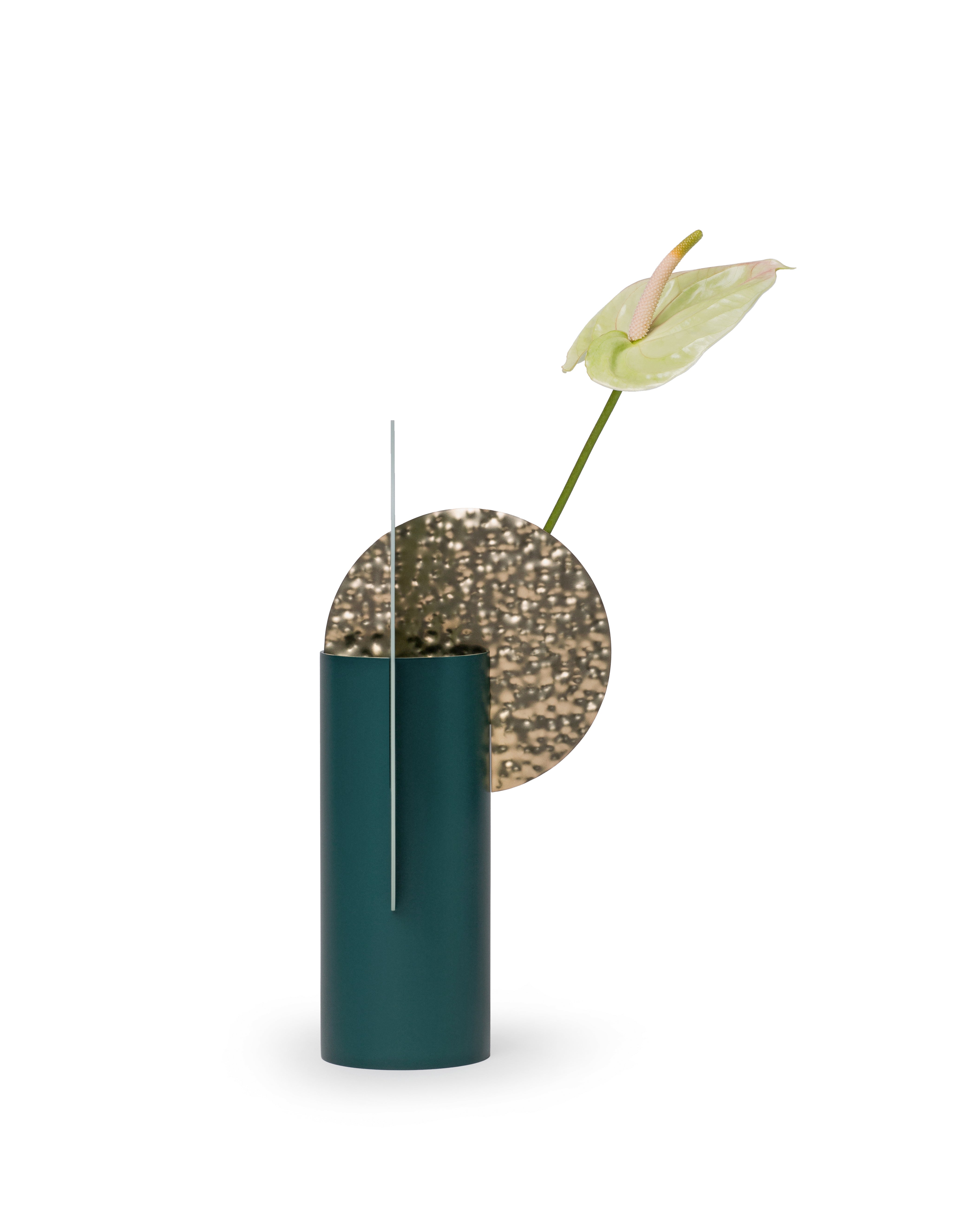 YERMILOV Vase - NUMBERED EDITION green with brass