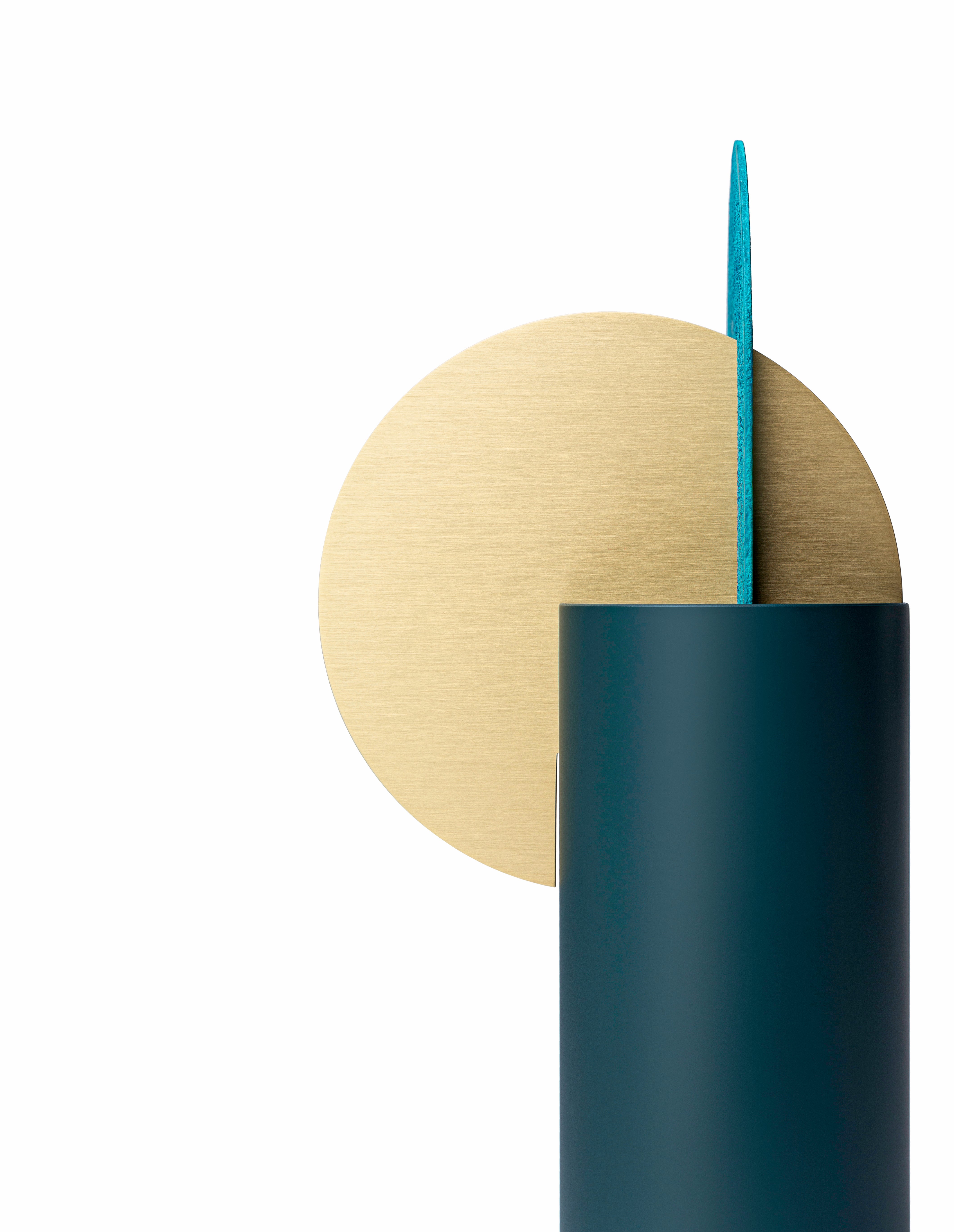 Vase YERMILOV - NUMMERIERTE EDITION grün mit Messing und oxidiertem Kupfer