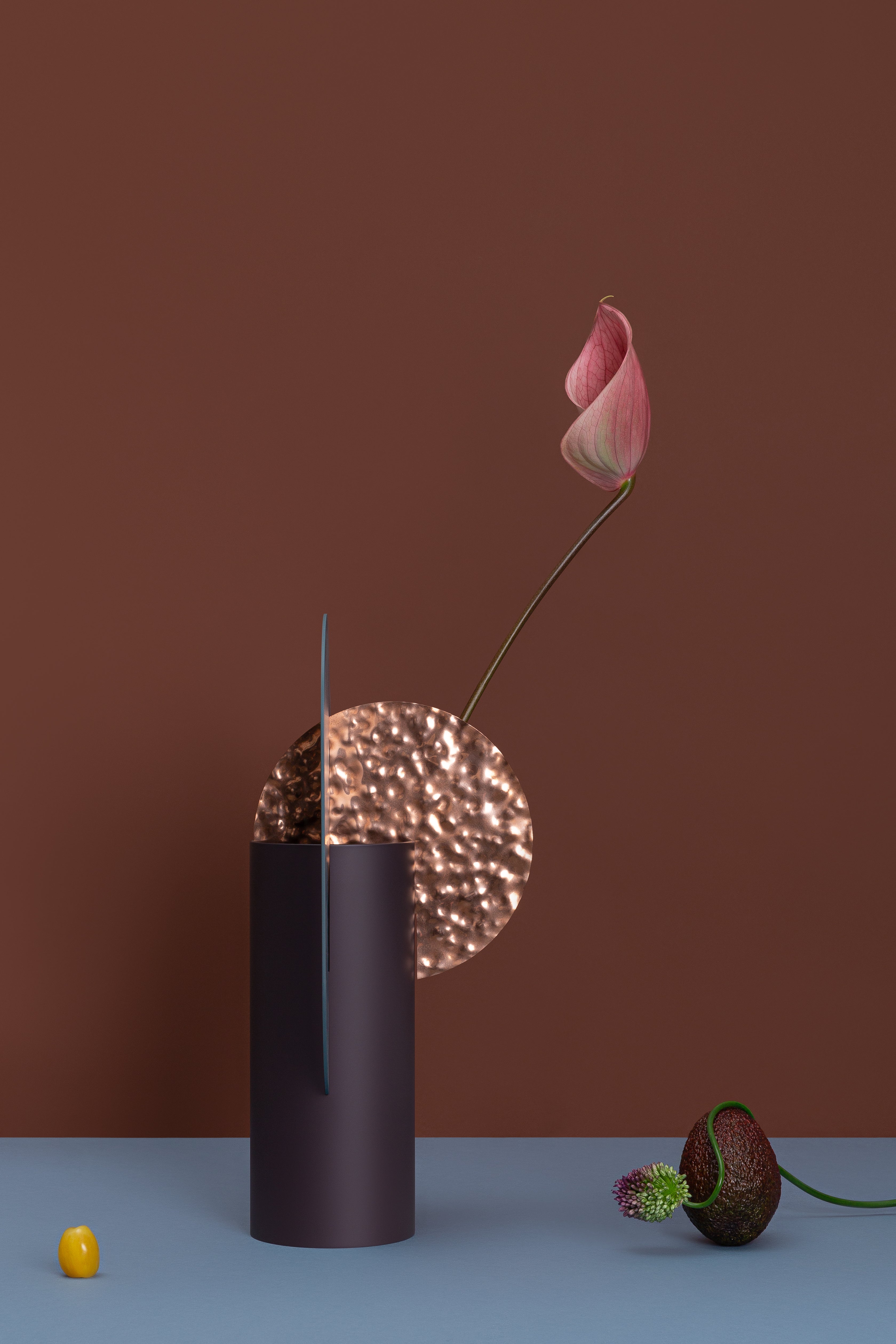 Vaas YERMILOV - GENUMMERDE EDITIE bordeaux met blauw en koper