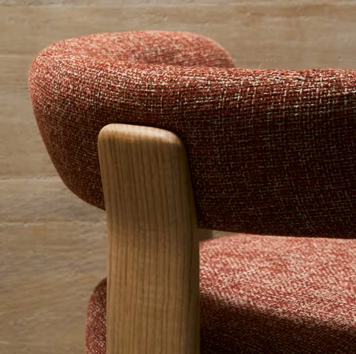 Granite Armchair with Armrests, Brown Chenille with Dark Ash Base