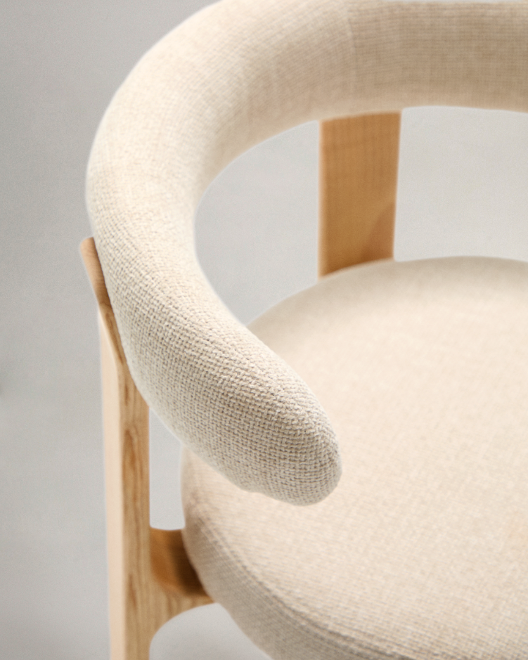 Stuhl GRANITE beige Chenille mit Eschenbasis