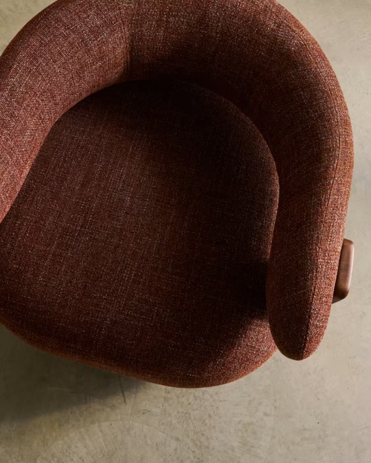 GRANITE armchair in brown chenille with a dark ash base