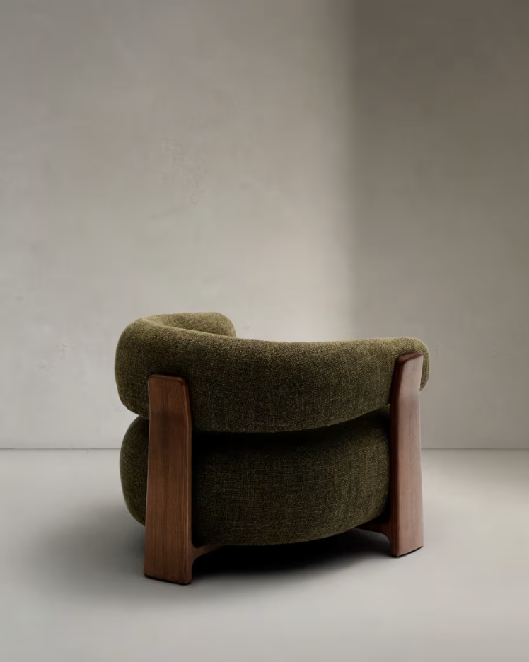 Fauteuil GRANITE groen met een donkere essen basis