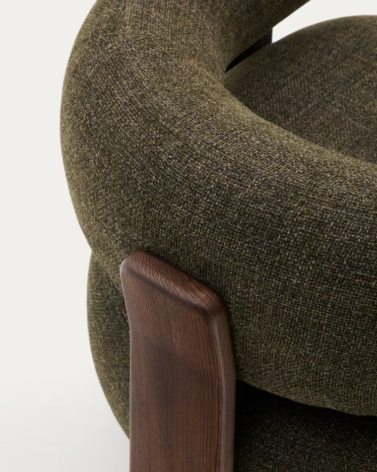 Fauteuil GRANITE groen met een donkere essen basis