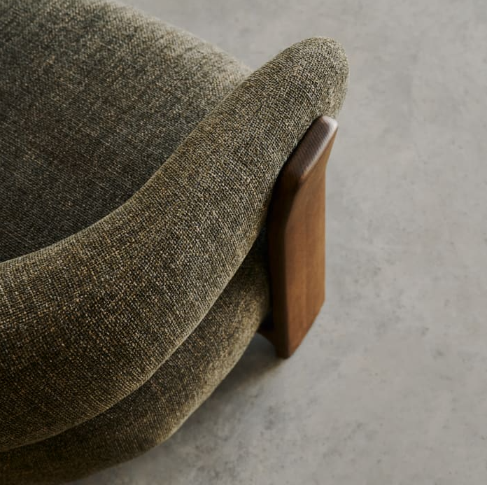 Fauteuil GRANITE groen met een donkere essen basis