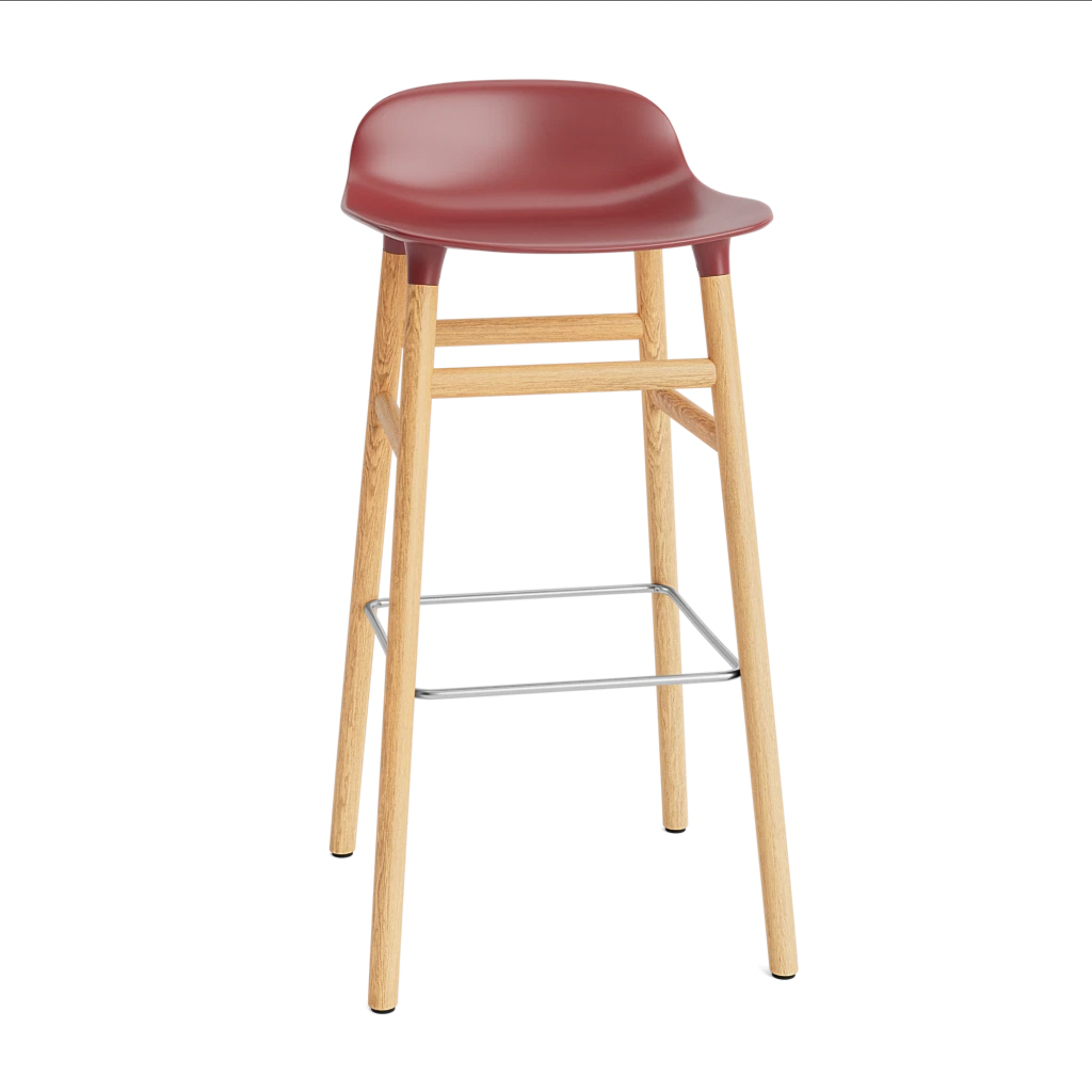 Hocker FORM bordeaux met eiken basis