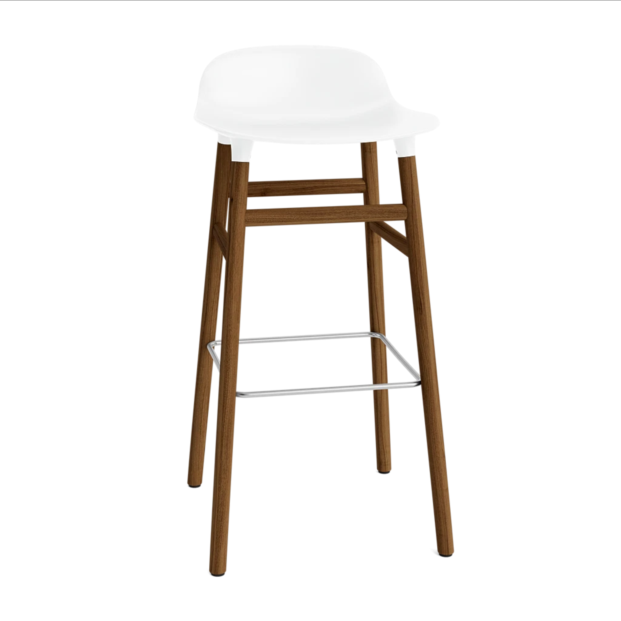 Hocker FORM wit met notenhouten basis