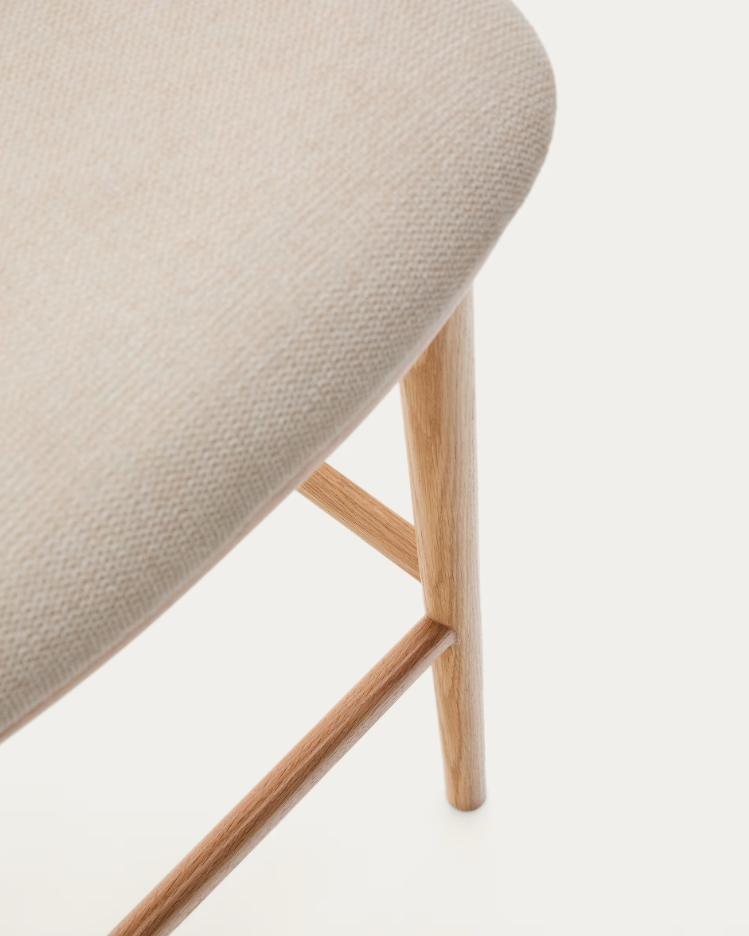 Barhocker CISELIA beige Chenille mit heller Eschenbasis