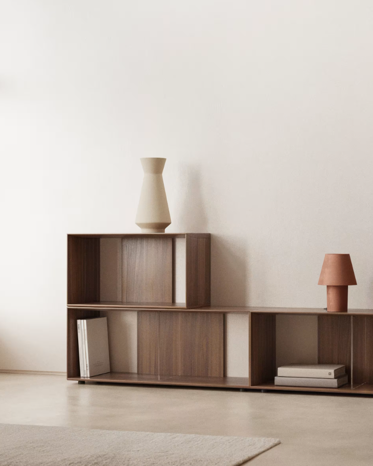 6-module kast LITTO notenhout