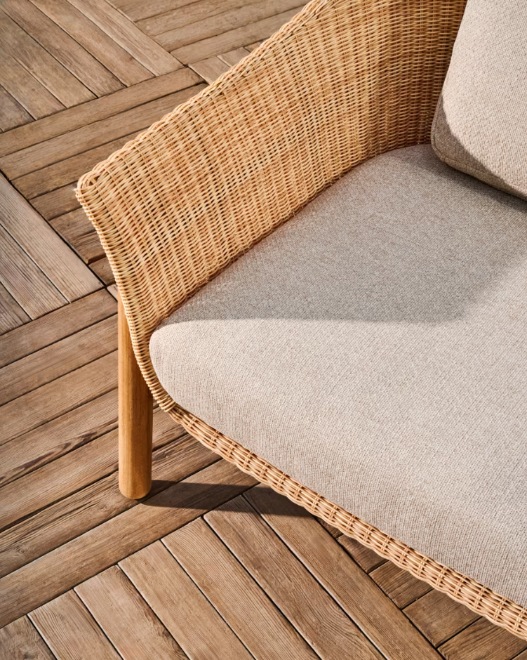 Außenstuhl GALEA aus Teakholz mit Rattansitz