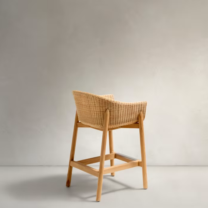 Buitenkruk GALEA van teakhout met rieten zitting