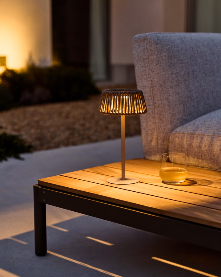 Tragbare Lampe Aldet Braun-Grau-Seil