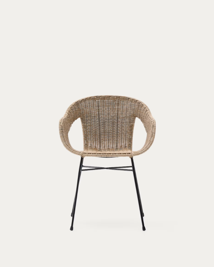 Außenstuhl ELTIERA aus synthetischem Rattan mit Stahlbasis