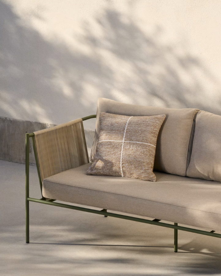 Buitenbank ZIVIA linnen écru met stalen basis