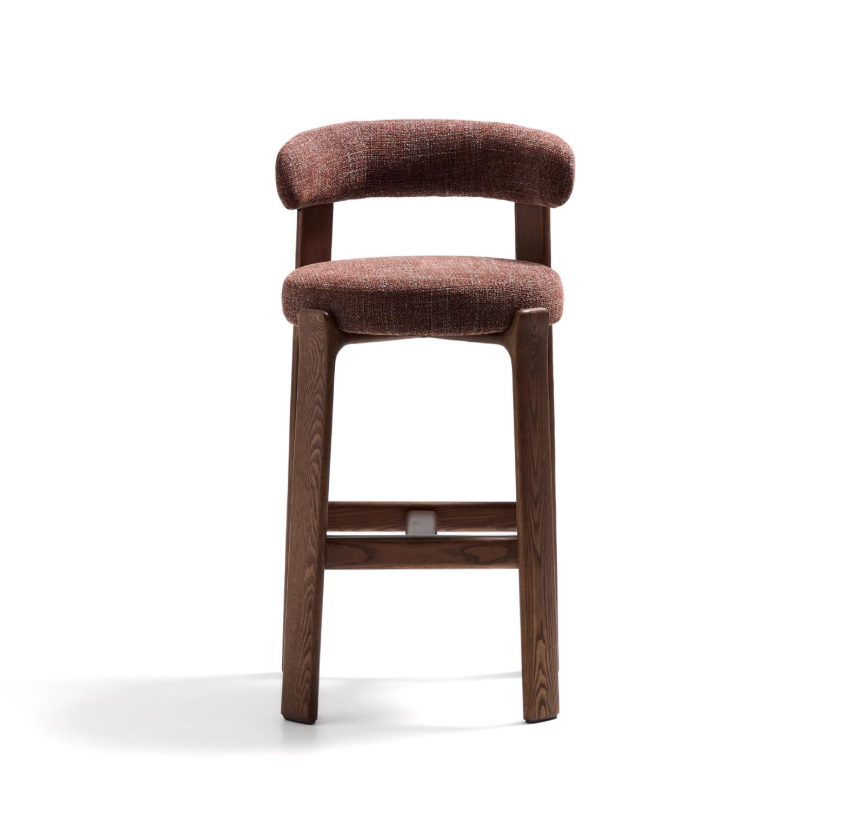 GRANITE brown chenille stool with a dark ash base